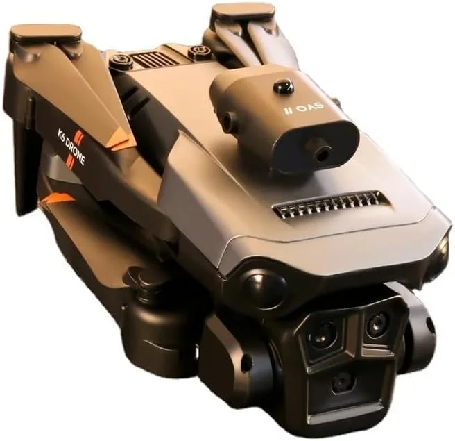 کوادکوپتر تاشو FPV مدل MZtoyz K6 با دوربین سه گانه 4K، اجتناب از موانع 360 درجه، موقعیت یابی جریان نوری، 3 باتری قابل شارژ، پرواز نقطه به نقطه و 15 دقیقه زمان پرواز