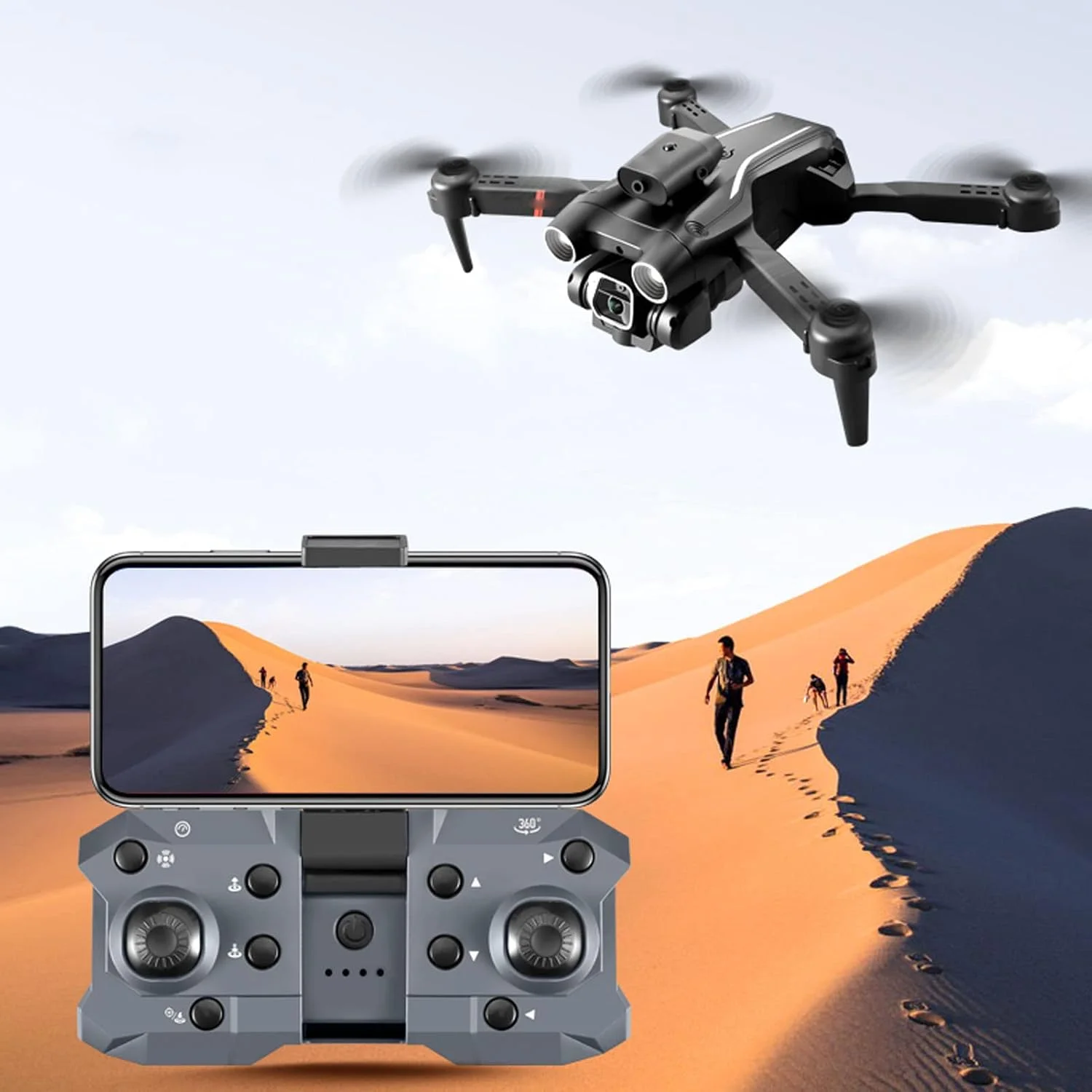 مینی پهپاد با دوربین، پهپاد تاشو کوادکوپتر دوربین 4K HD، وای فای FPV ویدیو زنده، حالت بدون سر، عکاسی با اشاره، بلند شدن یا فرود با یک کلید، چرخش 360 درجه، برای کودکان و بزرگسالان