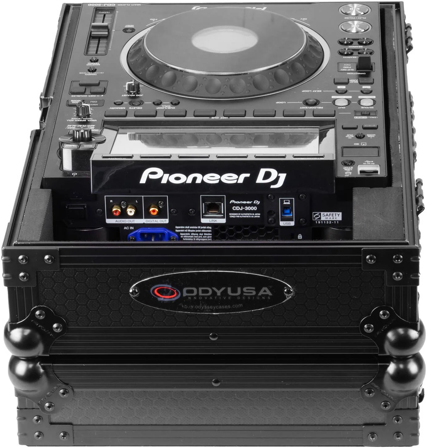 کیف حمل سفارشی اودیسه آمریکا برای Pioneer CDJ-3000، دارای سوراخ پورت کابل، فوم درب، حلقه قفل، پایه لاستیکی، مشکی | 810110