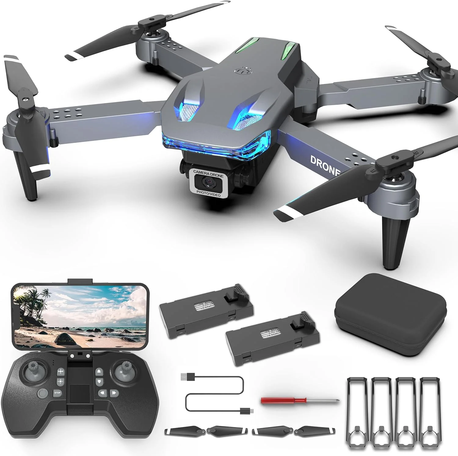 کوادکوپتر تاشو Wipkviey T28 با دوربین FPV برای مبتدیان، پهپاد کنترلی با چرخش سه بعدی/نگه داشتن ارتفاع/سلفی حرکتی/پرواز نقطه ای برای بزرگسالان، هدیه برای پسران/دختران