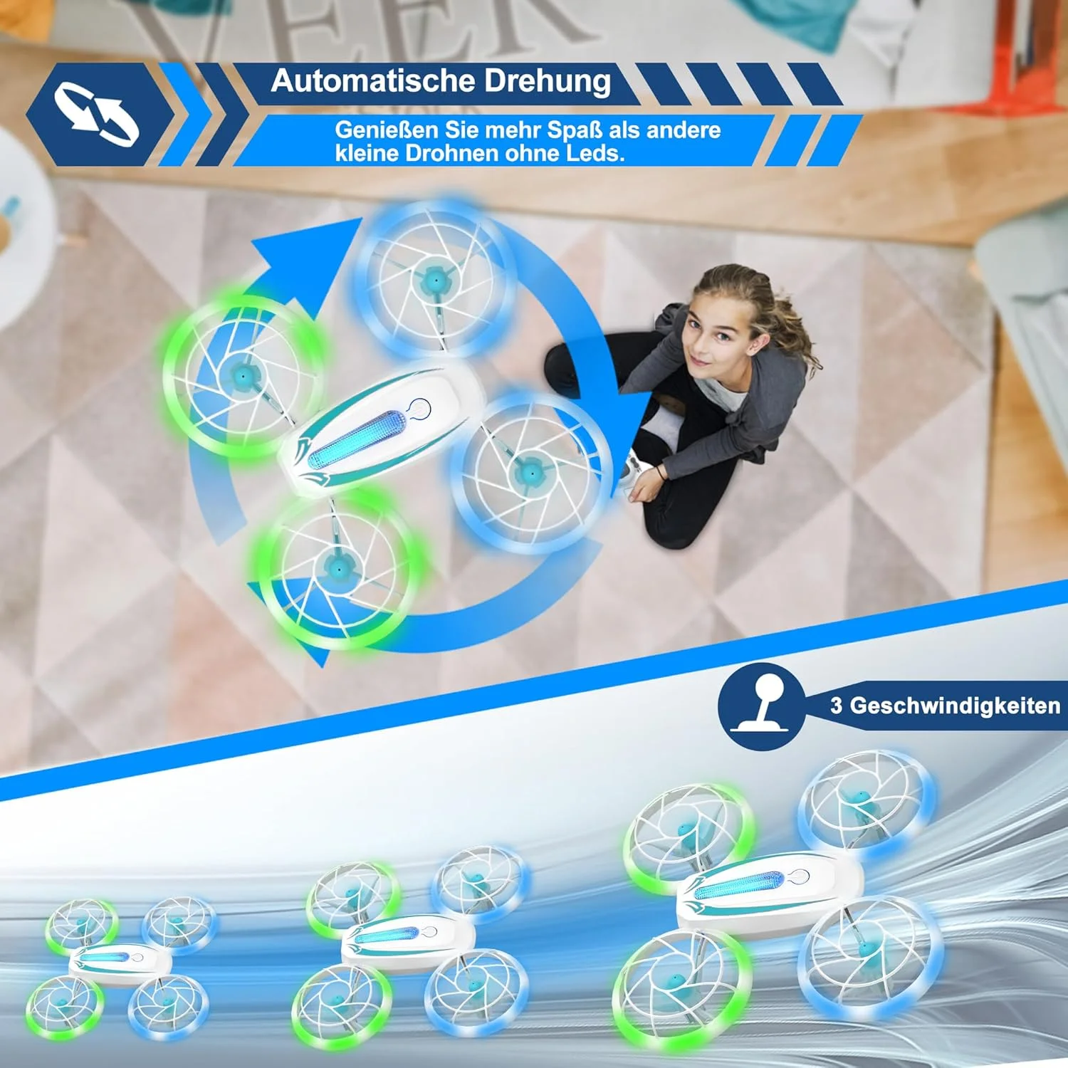 مینی پهپاد T18 Wipkviey برای کودکان، پهپادهای RC با قابلیت حفظ ارتفاع و حالت بدون سر، هلیکوپتر RC با چراغ های آبی و سبز و چرخش 360 درجه، هدیه برای پسران دختران مبتدی، 2 باتری مینی پهپاد T18 Wipkviey برای کودکان، پهپادهای RC با قابلیت حفظ ارتفاع و حالت بدون سر، هلیکوپتر RC با چراغ های آبی و سبز و چرخش 360 درجه، هدیه برای پسران دختران مبتدی، 2 باتری