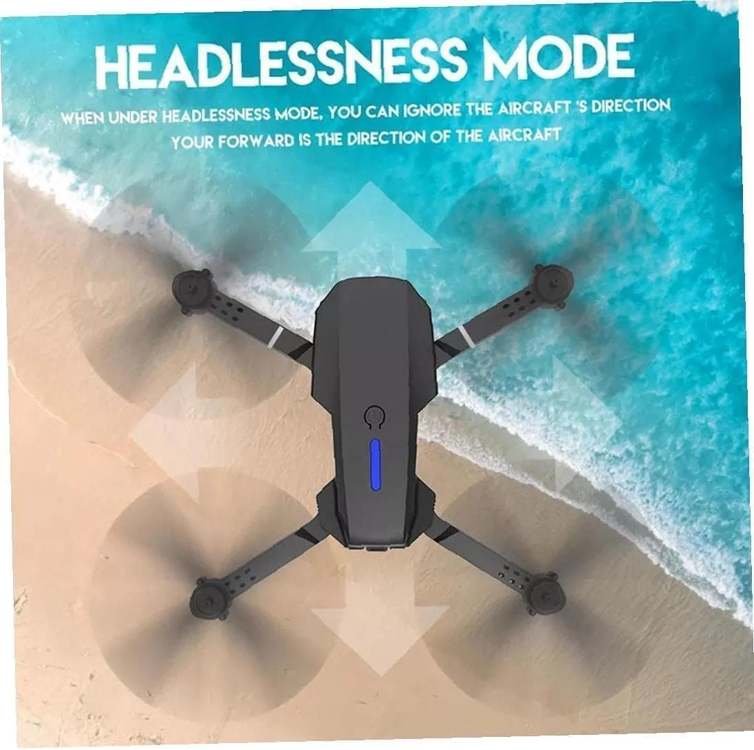 مینی پهپاد E88 Pro، بهترین پهپاد کوچک جدید با دوربین 4K برای کودکان و بزرگسالان، دوربین دوگانه HD، تاشو، کنترل از راه دور، کوادکوپتر HD 1080P، انتقال وای فای FPV، کنترل تلفن - مشکی