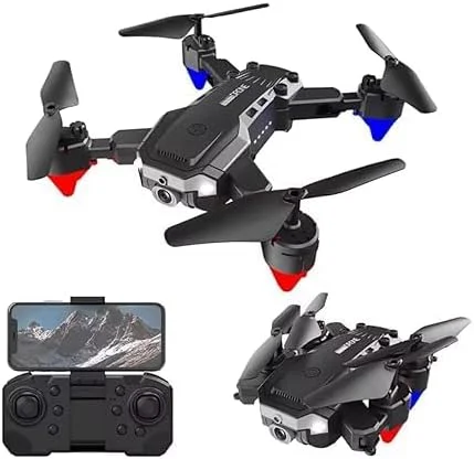 پهپاد E88 با دوربین 1080P HD - پهپاد RC تاشو با 2 باتری، بلند شدن/فرود با یک کلید، اجتناب از موانع، حفظ ارتفاع، چرخش 360 درجه - پهپاد عکاسی هوایی برای مبتدیان