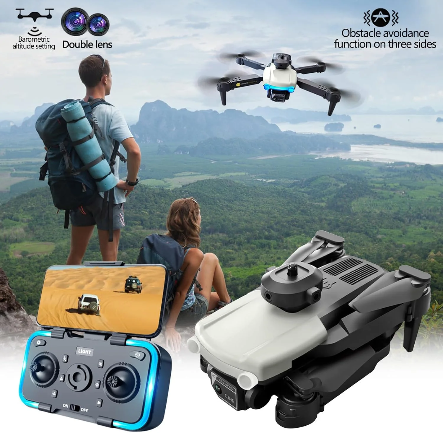 کوادکوپتر تاشو K102 PRO با دوربین 4K HD، قابلیت عکاسی هوایی و اجتناب از موانع در همه جهات، مناسب برای کودکان و مبتدیان