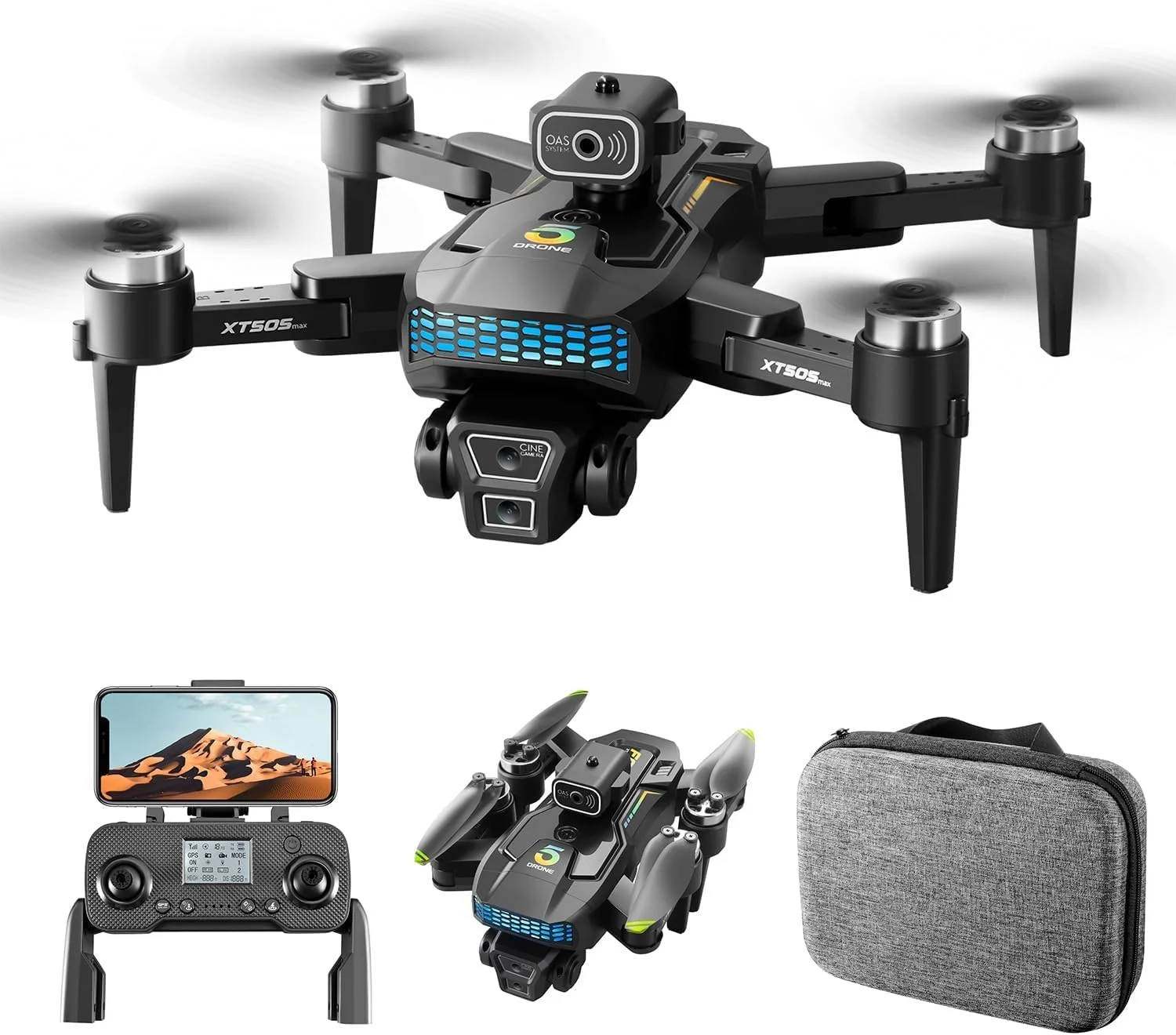 پهپاد تاشو XT505 5G با جریان نوری GPS و دوربین هوایی حرفه ای دوگانه WIFI، سایز متوسط با گیمبال سروو پهپاد تاشو XT505 5G با جریان نوری GPS و دوربین هوایی حرفه ای دوگانه WIFI، سایز متوسط با گیمبال سروو