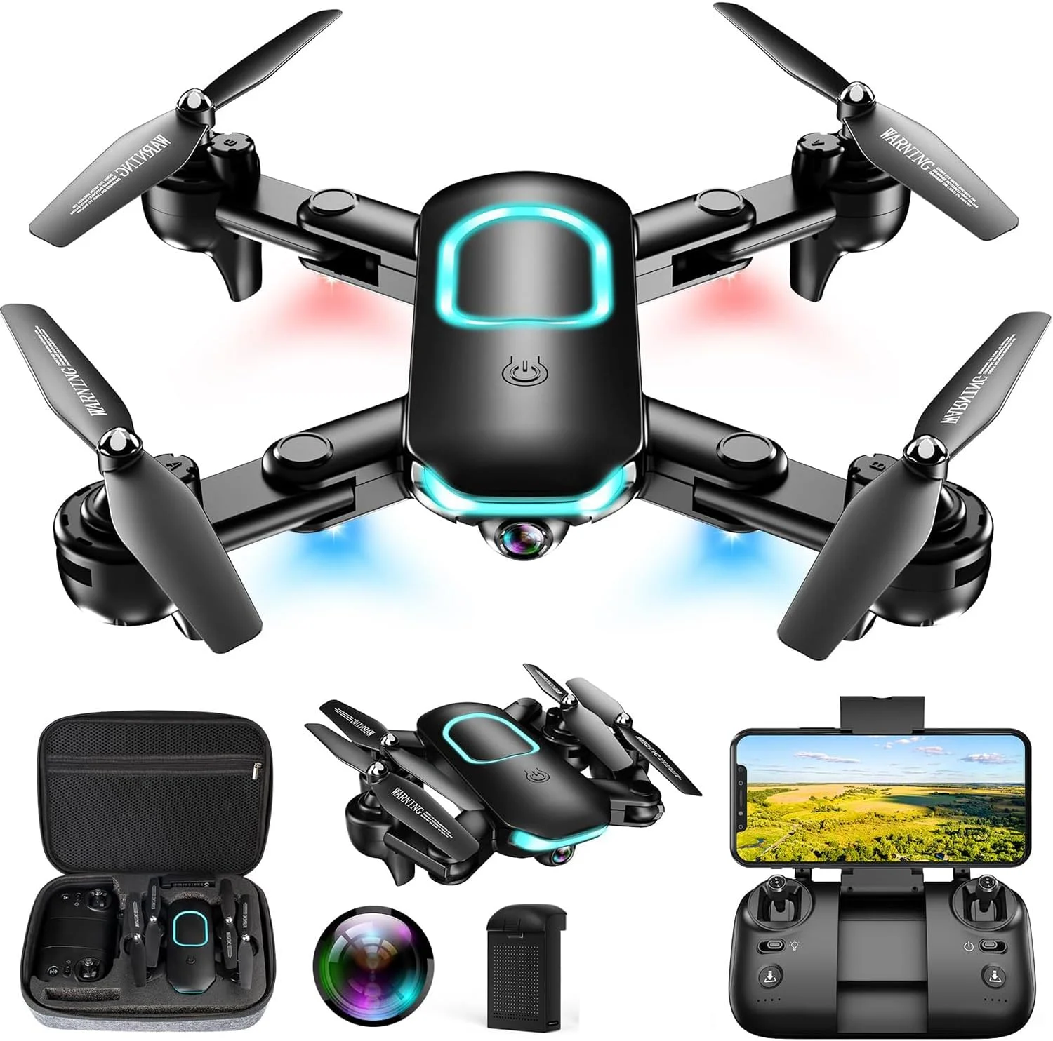 پهپاد با دوربین، پهپاد تاشو برای مبتدیان با دوربین 1080P، ارتقاء یافته با قابلیت حفظ ارتفاع، پرواز دایره ای/چرخشی/نقطه ای، چرخش سه بعدی، شروع با یک کلید، 3 حالت سرعت، 1 باتری پهپاد با دوربین، پهپاد تاشو برای مبتدیان با دوربین 1080P، ارتقاء یافته با قابلیت حفظ ارتفاع، پرواز دایره ای/چرخشی/نقطه ای، چرخش سه بعدی، شروع با یک کلید، 3 حالت سرعت، 1 باتری