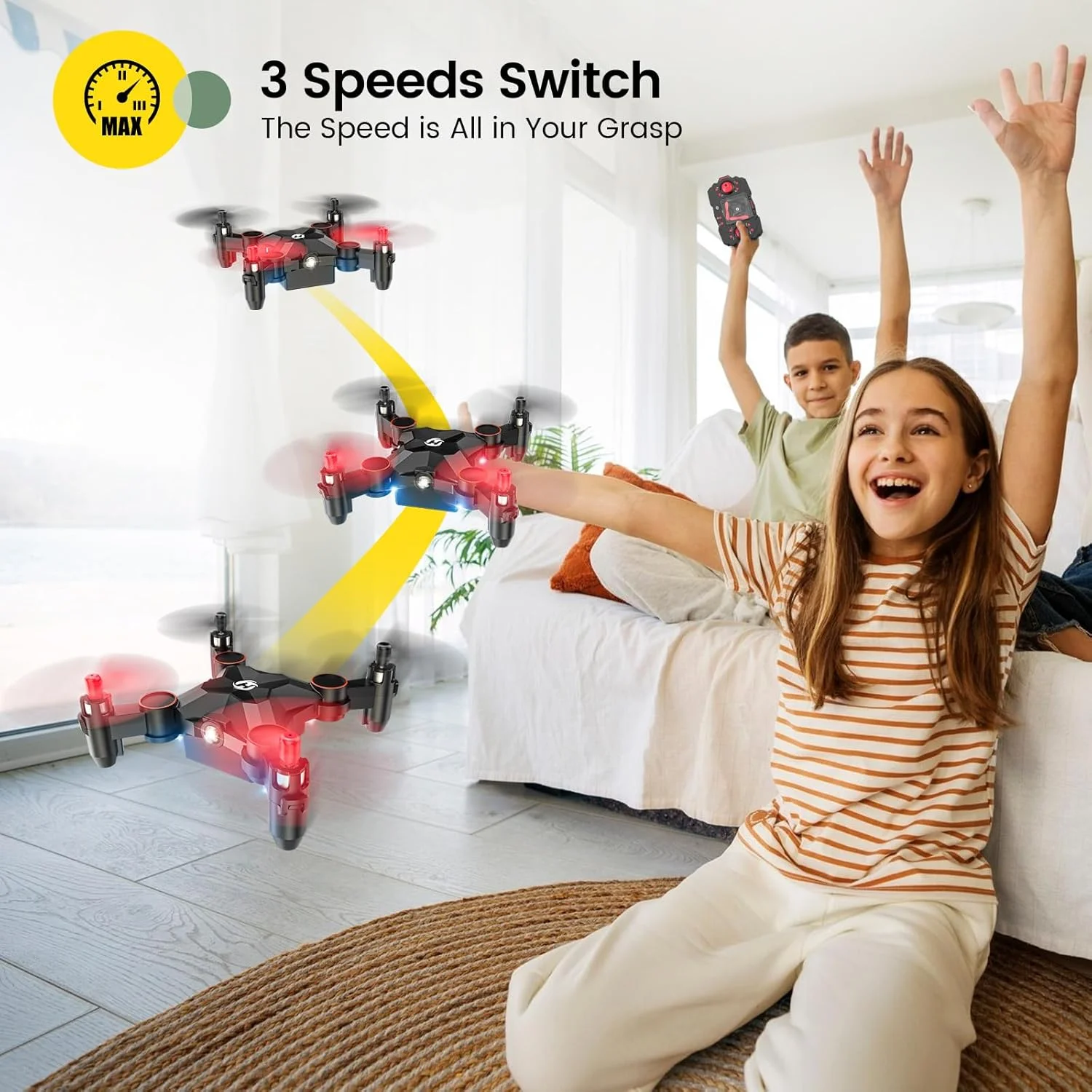 هولی استون HS190 مینی نانو آرسی تاشو مناسب هدیه کودکان، کوادکوپتر جیبی قابل حمل با قابلیت حفظ ارتفاع، چرخش سه بعدی و حالت بدون سر، پرواز آسان برای مبتدیان