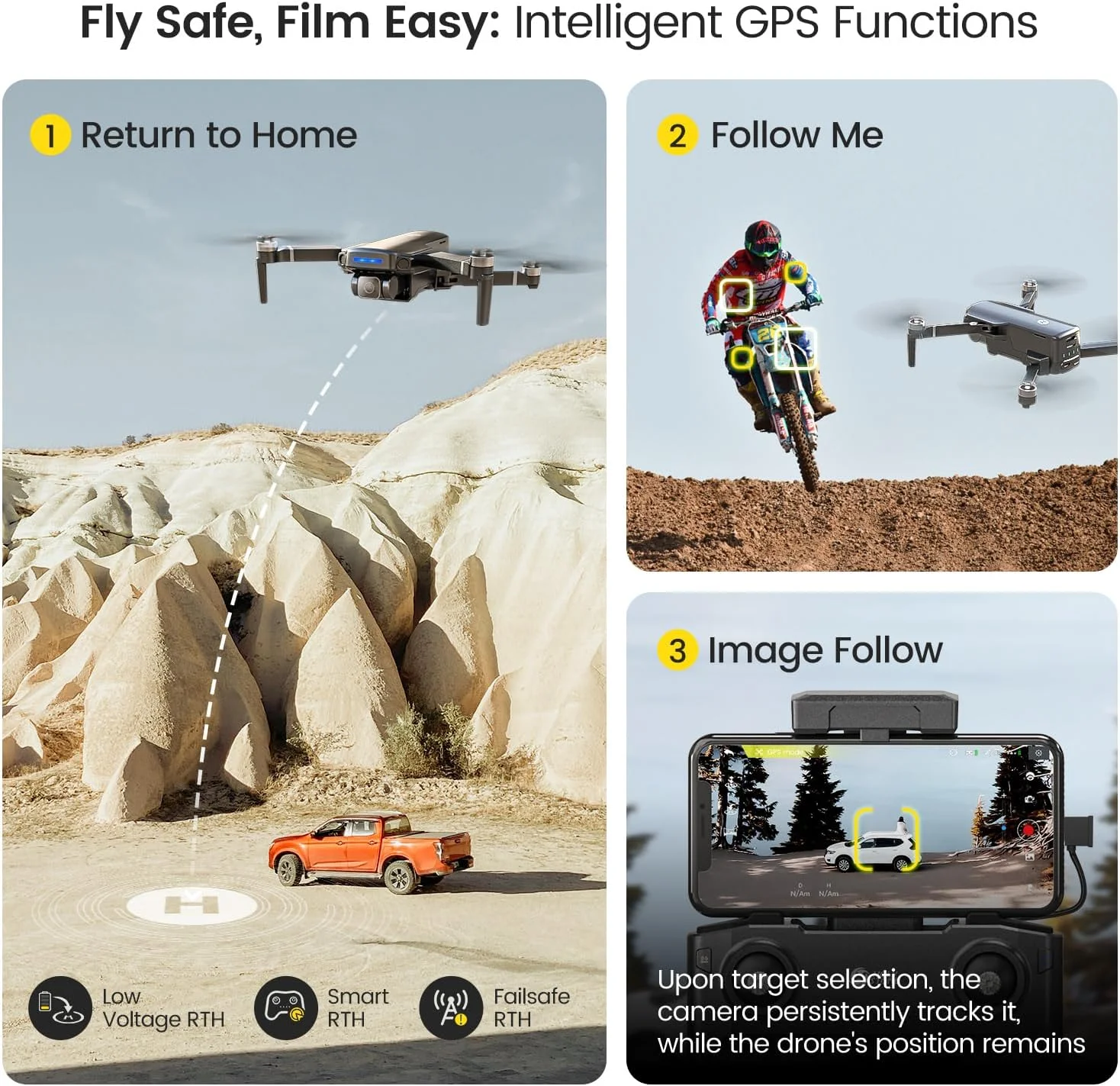 پهپاد GPS هولی استون با دوربین 4K برای بزرگسالان مبتدی، HS360S 249g پهپاد تاشو FPV RC کوادکوپتر با برد انتقال 3000 متر، موتور براشلس، دنبال کردن من، بازگشت هوشمند به خانه پهپاد GPS هولی استون با دوربین 4K برای بزرگسالان مبتدی، HS360S 249g پهپاد تاشو FPV RC کوادکوپتر با برد انتقال 3000 متر، موتور براشلس، دنبال کردن من، بازگشت هوشمند به خانه