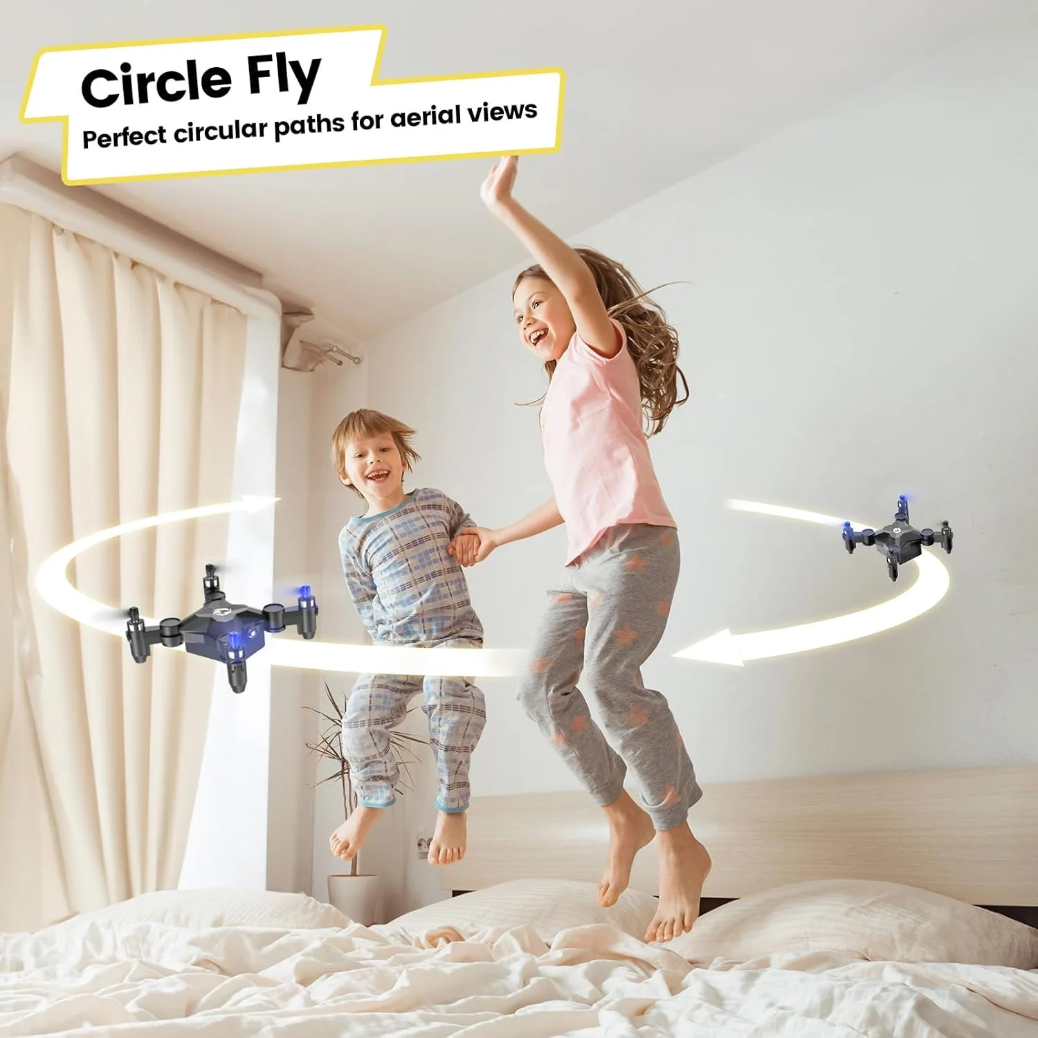 مینی پهپاد Holy Stone مدل HS190، کوادکوپتر جیبی قابل حمل با قابلیت حفظ ارتفاع، چرخش سه بعدی، حالت بدون سر و سه حالت سرعت، پرواز آسان برای مبتدیان، آبی