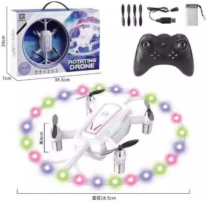 پهپاد LED برای کودکان، مینی پهپاد با چراغ های LED، هلیکوپتر RC کودکان با چراغ های سیاه و سفید و چرخش 360 درجه، پهپاد RC رندوم 1 عدد