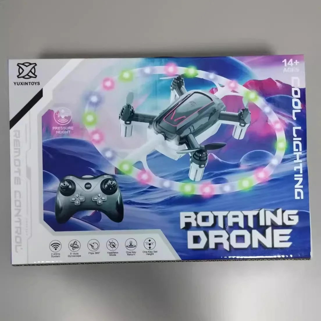 پهپاد LED برای کودکان، مینی پهپاد با چراغ های LED، هلیکوپتر RC کودکان با چراغ های سیاه و سفید و چرخش 360 درجه، پهپاد RC رندوم 1 عدد