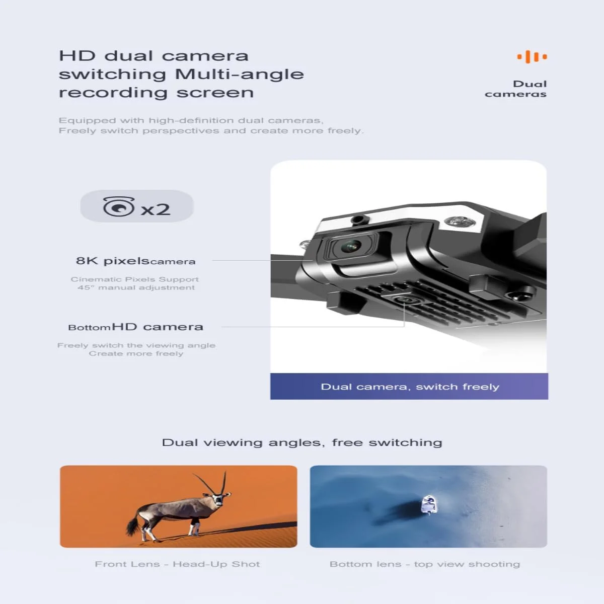 پهپاد تاشو S6 RC با دوربین دوگانه، سیستم هوشمند تشخیص موانع، انتقال تصویر وای فای FPV تا 3 کیلومتر، جریان نوری، حسگر جاذبه، 40 دقیقه پرواز، کنترل از راه دور، کوادکوپتر مناسب مبتدیان، گوانگدونگ چین