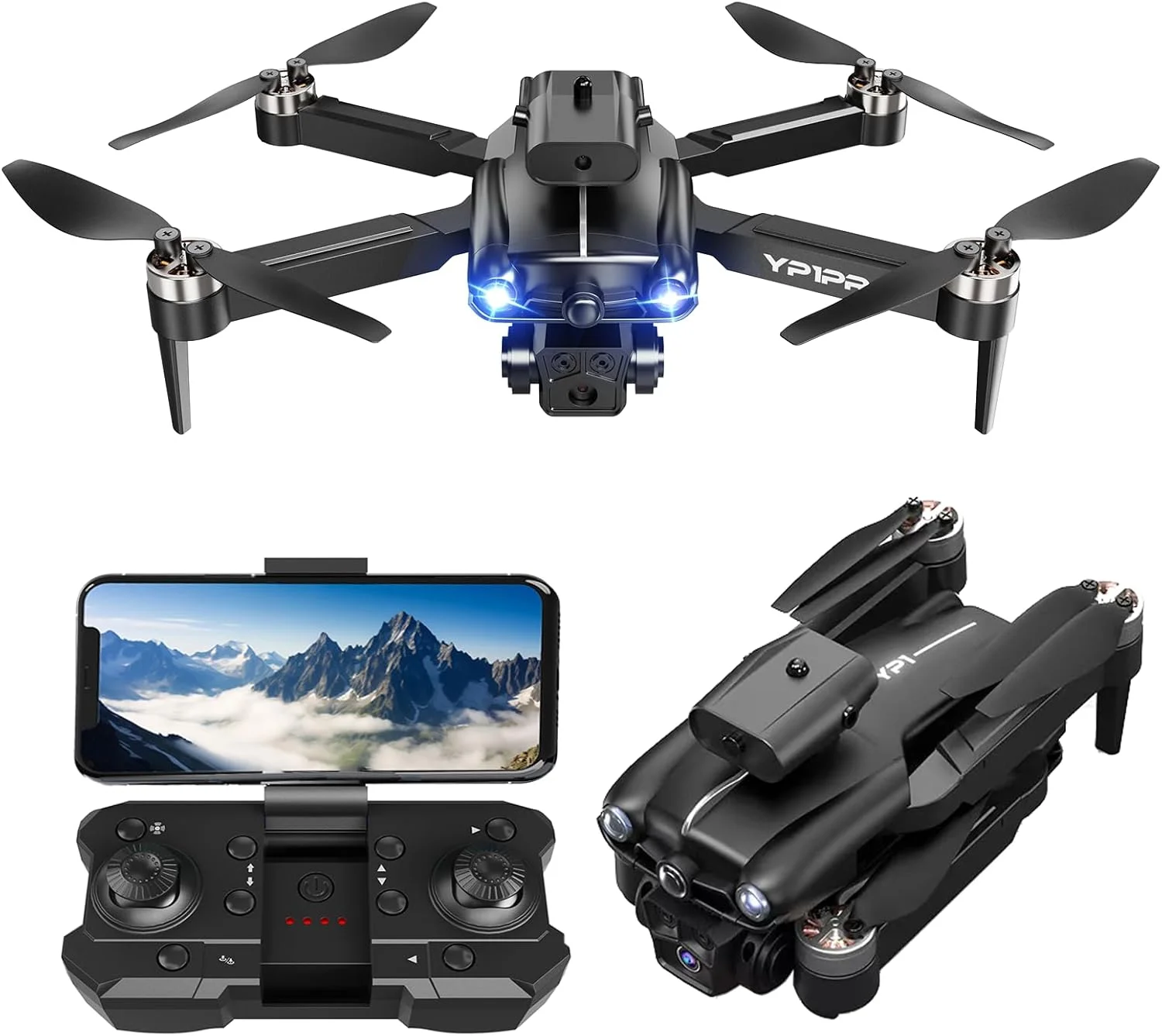 پهپاد با دوربین 4K، مینی پهپاد برای کودکان، موتور بدون جاروبک، 2 باتری، زمان پرواز طولانی، پهپاد با دوربین، بزرگسالان، دنبال کردن من، زیر 249 گرم، مشکی