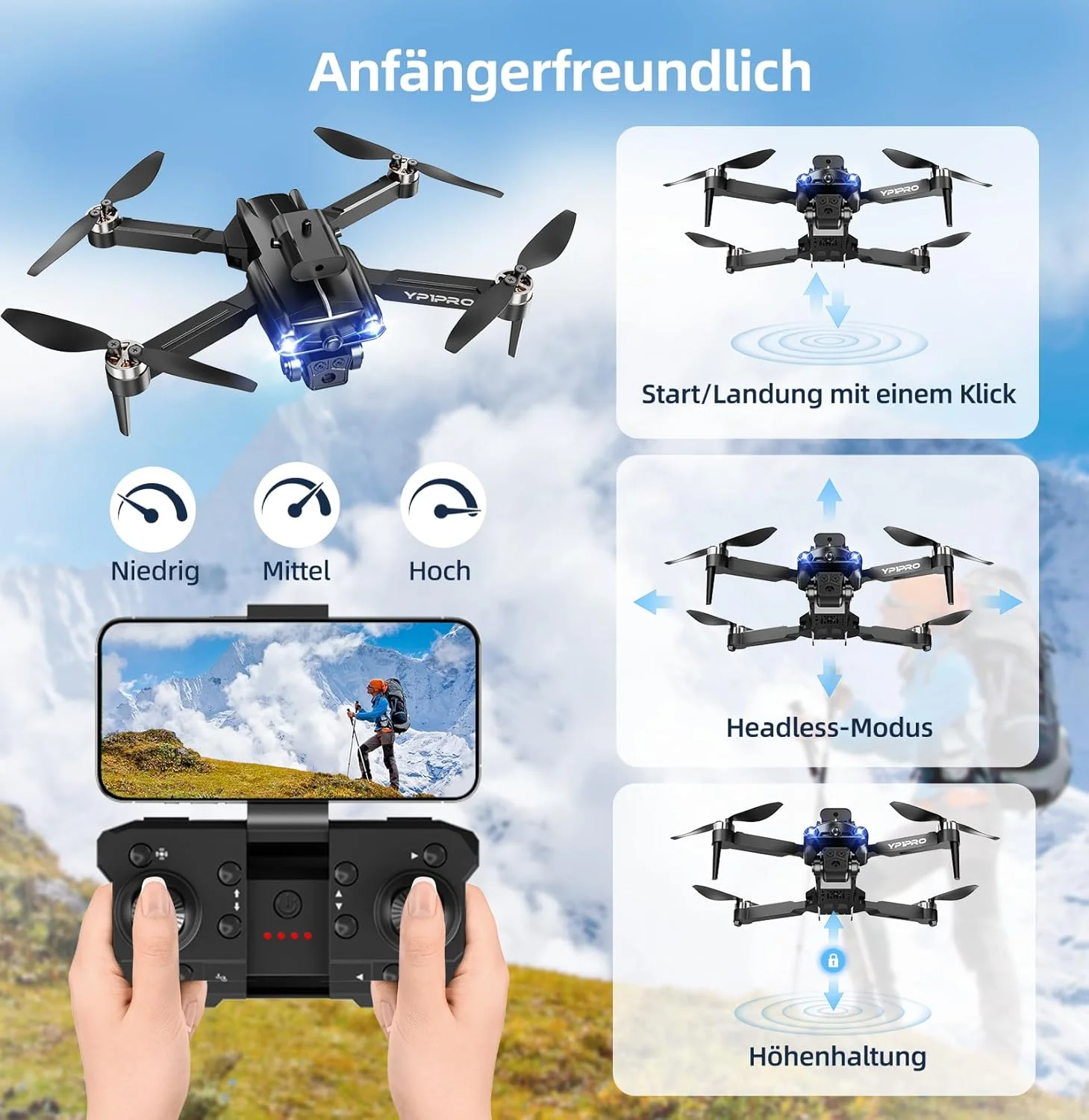 پهپاد با دوربین 4K، مینی پهپاد برای کودکان، موتور بدون جاروبک، 2 باتری، زمان پرواز طولانی، پهپاد با دوربین، بزرگسالان، دنبال کردن من، زیر 249 گرم، مشکی پهپاد با دوربین 4K، مینی پهپاد برای کودکان، موتور بدون جاروبک، 2 باتری، زمان پرواز طولانی، پهپاد با دوربین، بزرگسالان، دنبال کردن من، زیر 249 گرم، مشکی