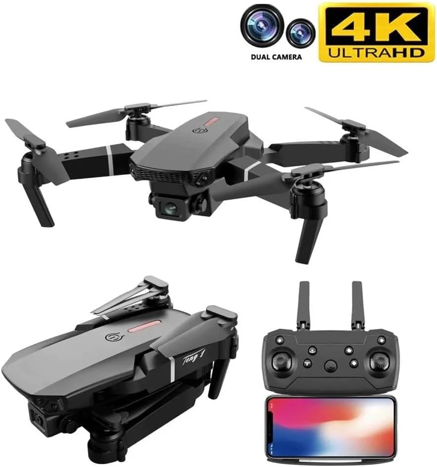 کوادکوپتر تاشو E88 با دوربین دوگانه HD مناسب مبتدیان، با قابلیت ارسال ویدئو زنده و باتری قابل شارژ کوادکوپتر تاشو E88 با دوربین دوگانه HD مناسب مبتدیان، با قابلیت ارسال ویدئو زنده و باتری قابل شارژ