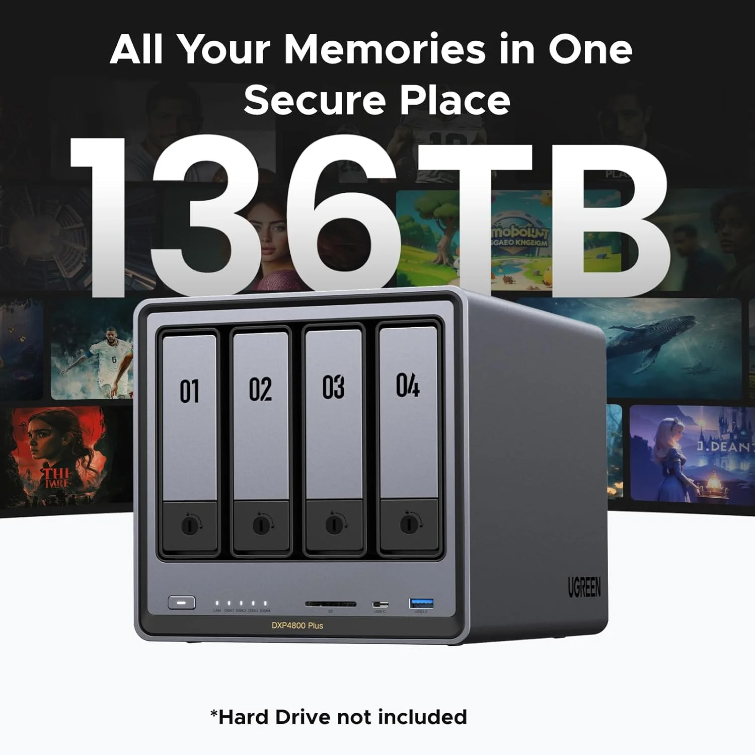 NAS دسکتاپ 4-Bay یوگرین NASync DXP4800 Plus، پردازنده 5 هسته ای Intel Pentium Gold 8505، رم 8 گیگابایتی DDR5، حافظه SSD 128 گیگابایتی، 1 * 10GbE، 1 * 2.5GbE، 2 * اسلات M.2 NVMe، خروجی HDMI 4K، ذخیره ساز متصل به شبکه (بدون دیسک) NAS دسکتاپ 4-Bay یوگرین NASync DXP4800 Plus، پردازنده 5 هسته ای Intel Pentium Gold 8505، رم 8 گیگابایتی DDR5، حافظه SSD 128 گیگابایتی، 1 * 10GbE، 1 * 2.5GbE، 2 * اسلات M.2 NVMe، خروجی HDMI 4K، ذخیره ساز متصل به شبکه (بدون دیسک)