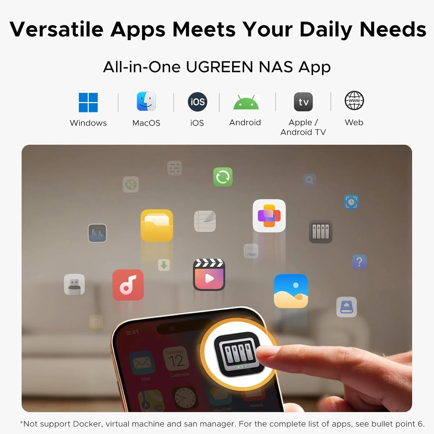 دستگاه ذخیره ساز تحت شبکه دو محفظه ای UGREEN NASync DH2300، پشتیبانی از ظرفیت 60 ترابایت (بدون دیسک)، دسترسی از راه دور، آلبوم عکس هوش مصنوعی، سیستم کاربرپسند، 4 گیگابایت رم LPDDR4X، 1GbE، HDMI 4K (بدون دیسک)