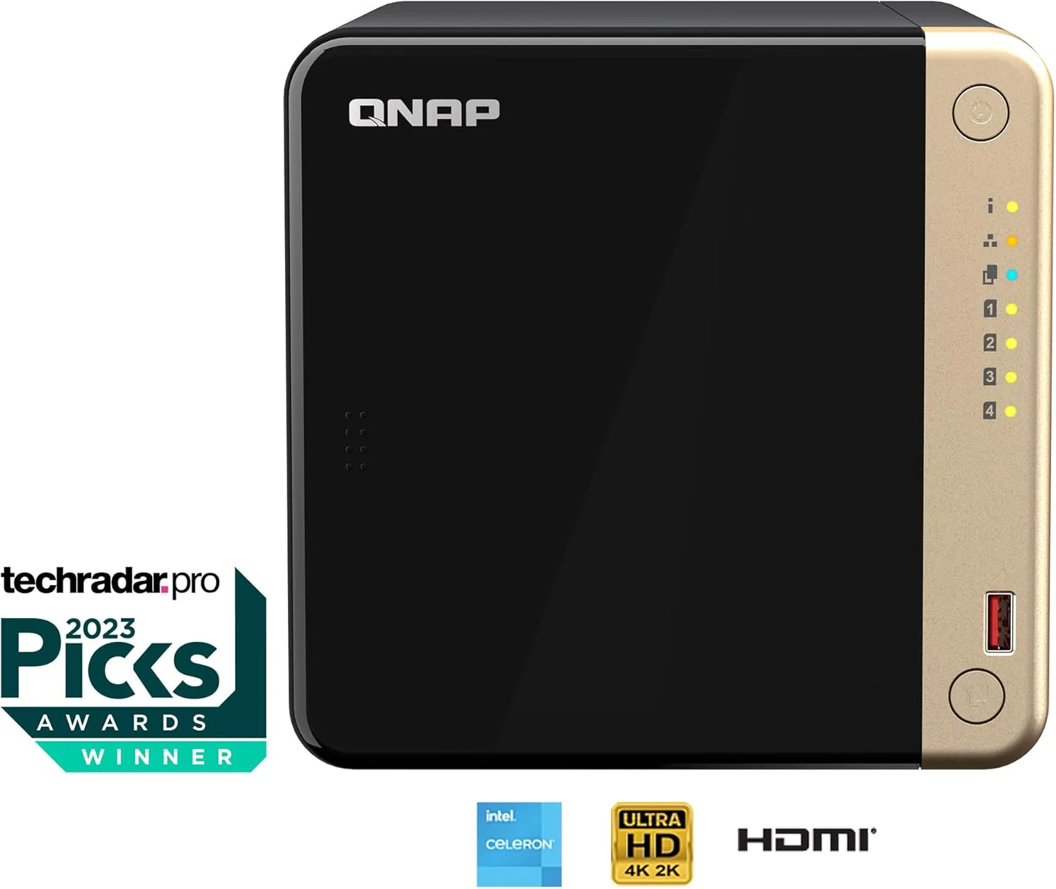 QNAP TS-464-8G-US NAS رومیزی 4 بی با پردازنده چهارهسته‌ای Intel Celeron، اسلات‌های M.2 PCIe و اتصال شبکه دوگانه 2.5GbE (2.5G/1G/100M) (بدون دیسک)
