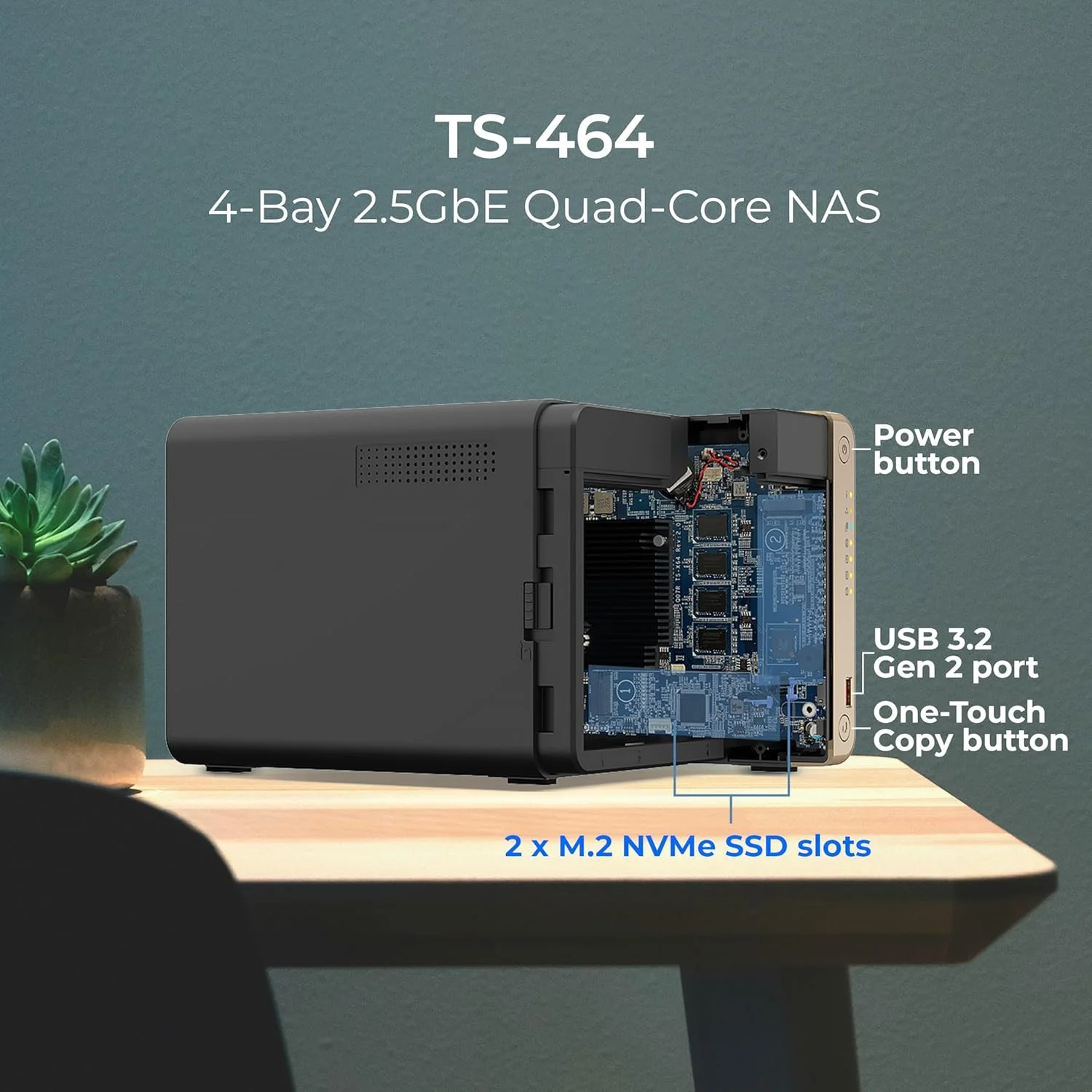 QNAP TS-464-8G-48WD-US NAS رومیزی 4 بی با کارایی بالا با ظرفیت ذخیره سازی 24 ترابایت، همراه با بسته هارد دیسک WD Red Plus با پیکربندی RAID 5