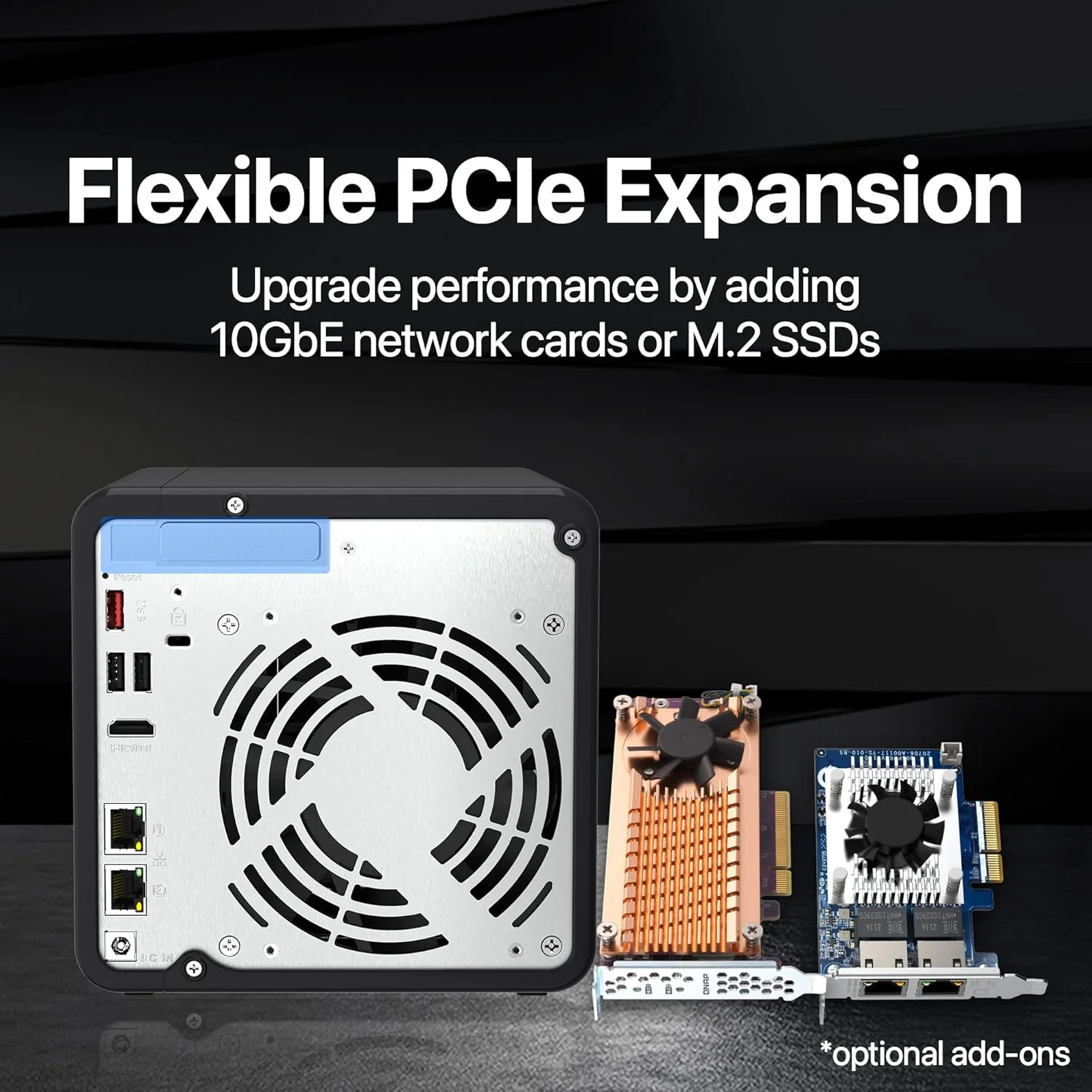 QNAP TS-464-8G-US NAS رومیزی 4 بی با پردازنده چهارهسته‌ای Intel Celeron، اسلات‌های M.2 PCIe و اتصال شبکه دوگانه 2.5GbE (2.5G/1G/100M) (بدون دیسک)