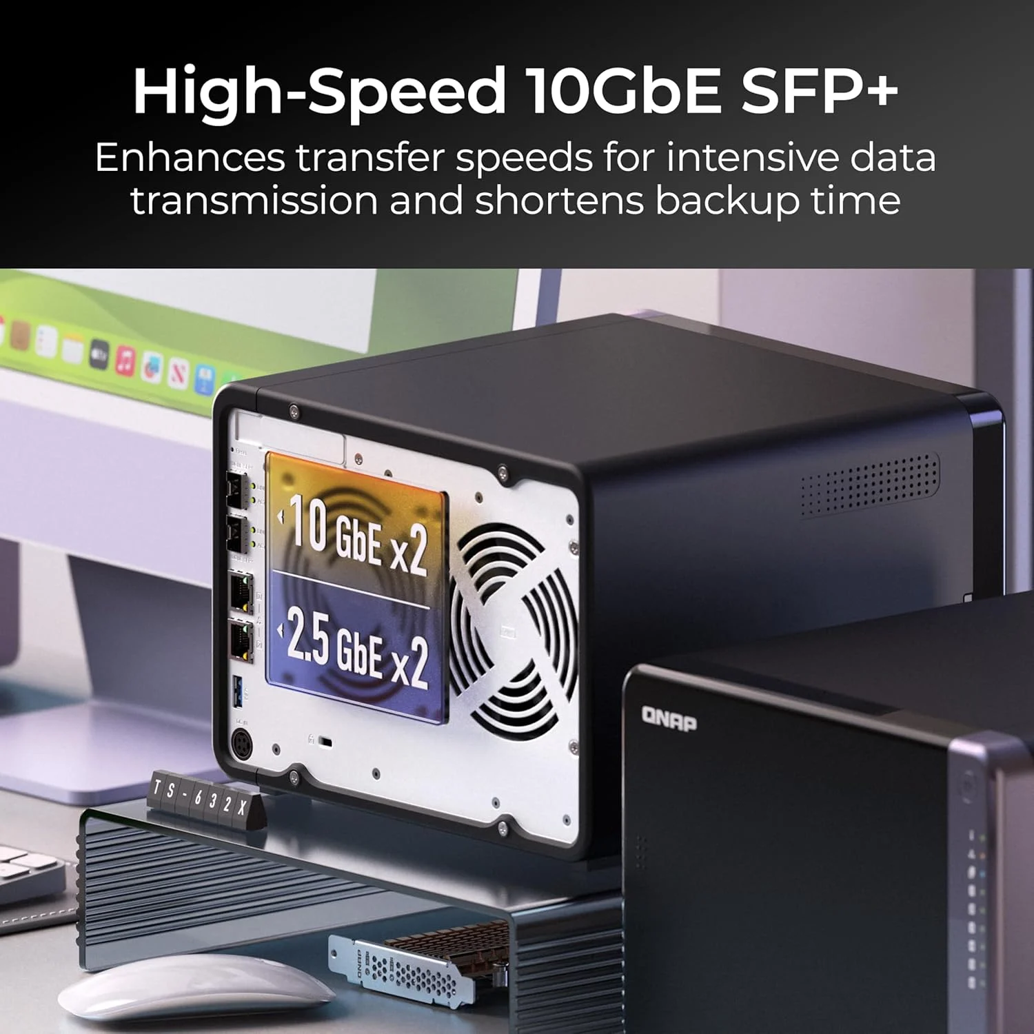 QNAP TS-632X-4G-US NAS رومیزی 6 محفظه ای 10GbE با پردازنده چهار هسته ای ARM Alpine AL524 و 4 گیگابایت رم DDR4 (بدون دیسک)