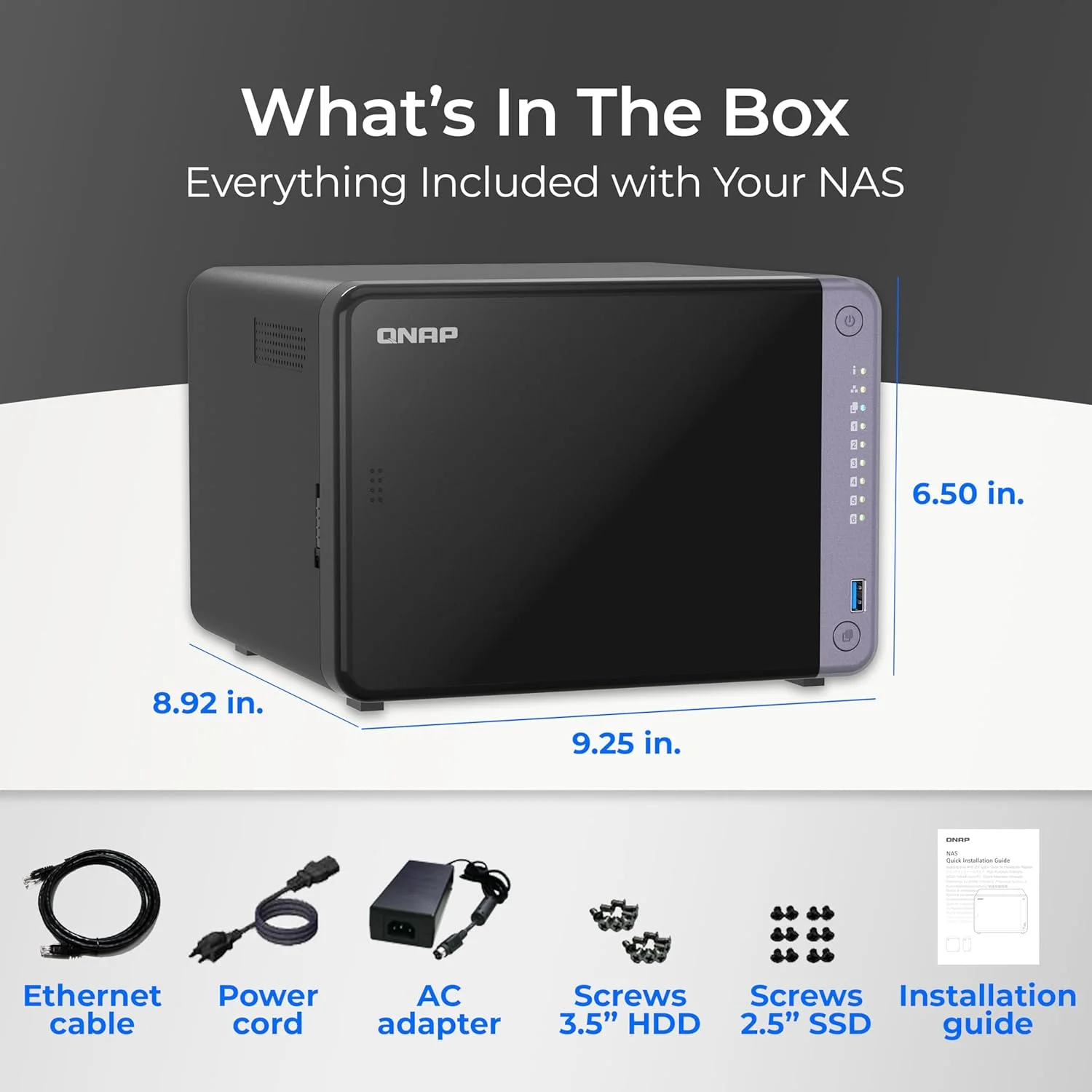 QNAP TS-632X-4G-US NAS رومیزی 6 محفظه ای 10GbE با پردازنده چهار هسته ای ARM Alpine AL524 و 4 گیگابایت رم DDR4 (بدون دیسک)