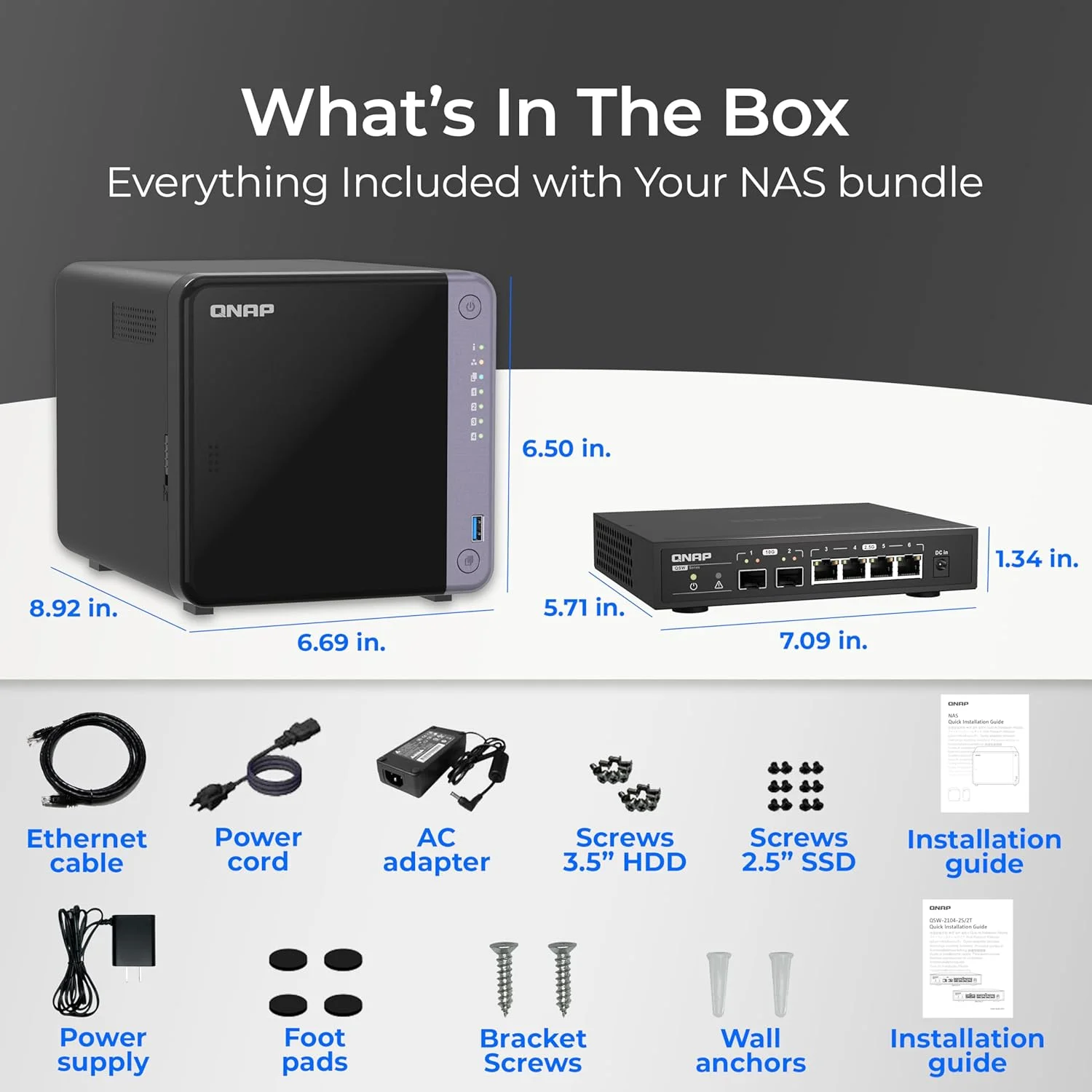 مجموعه NAS رومیزی چهارهسته ای QNAP TS-432X-4G-US با 4 جایگاه 10GbE + سوئیچ شبکه QSW-2104-2S-A با پورت های 10GbE SFP+/2.5GbE RJ45 مجموعه NAS رومیزی چهارهسته ای QNAP TS-432X-4G-US با 4 جایگاه 10GbE + سوئیچ شبکه QSW-2104-2S-A با پورت های 10GbE SFP+/2.5GbE RJ45