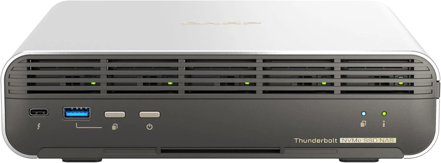 QNAP TBS-h574TX-i3-12G-US NASbook فلش با 5 جایگاه E1.S و پردازنده Intel® Core™، Thunderbolt 4 و اتصال شبکه 10GbE (5G/2.5G/1G/100M/10M) (بدون دیسک)