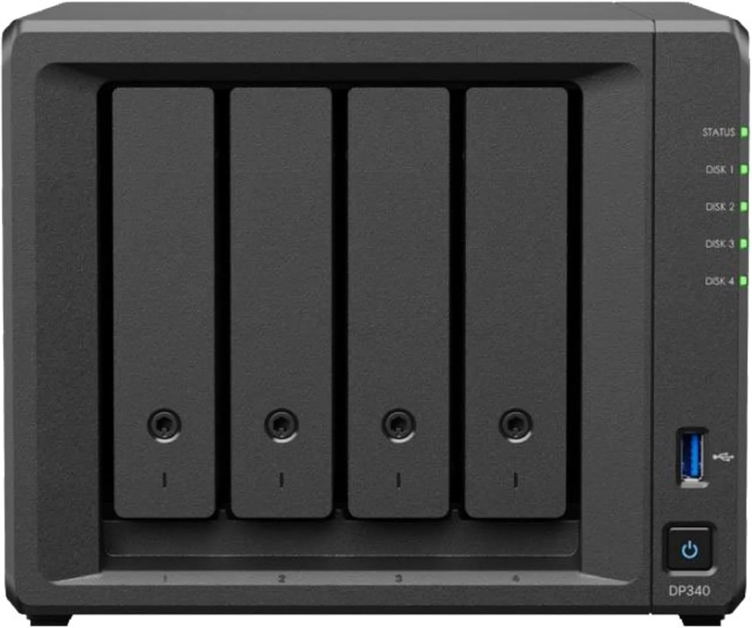 دستگاه Synology DP340 ActiveProtect، دارای ۴ هارد ۸ ترابایتی + ۲ حافظه SSD ۴۰۰ گیگابایتی، ۱۶ گیگابایت رم، AMD R1600، تا 10GbE RJ45