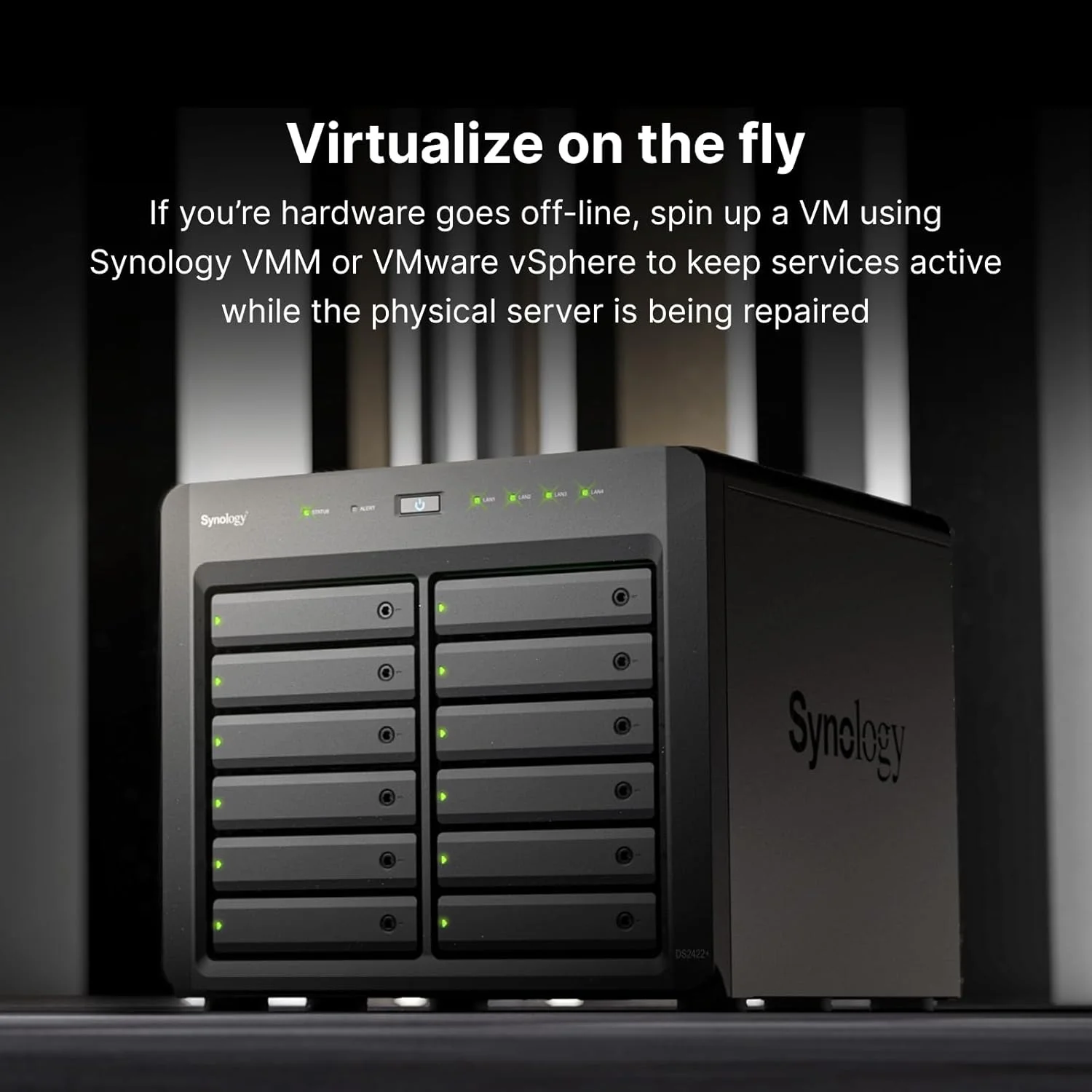 دستگاه ذخیره ساز تحت شبکه ۱۲ خلیجی Synology DiskStation DS2422+ با پردازنده چهارهسته ای و ۴ گیگابایت حافظه (بدون هارد)