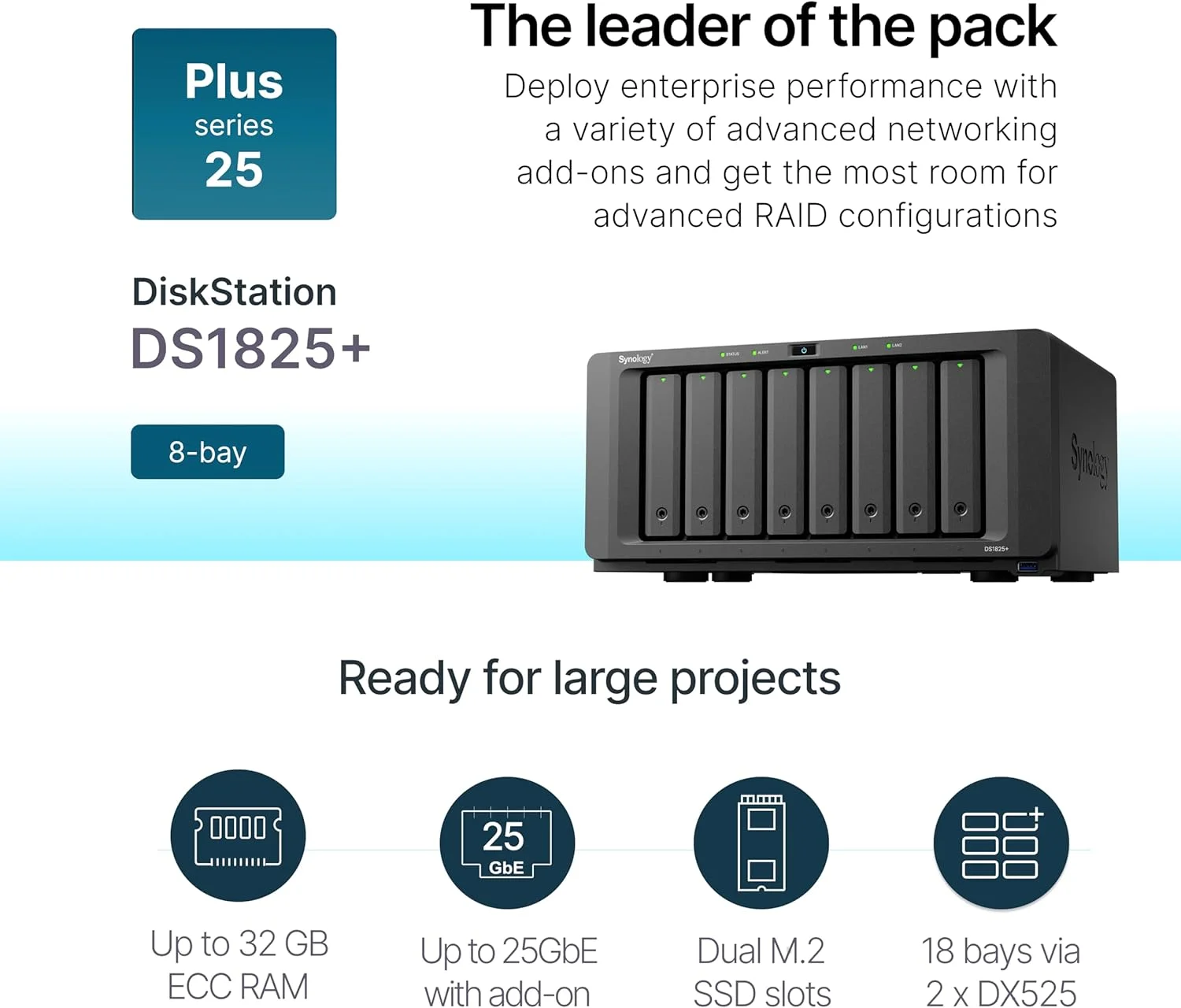 دستگاه ذخیره ساز 8 بی Synology DiskStation DS1825+ (بدون هارد) دستگاه ذخیره ساز 8 بی Synology DiskStation DS1825+ (بدون هارد)