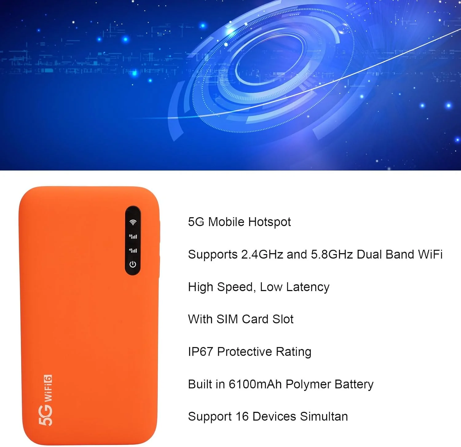 هاتاسپات موبایل 5G و 4G - دستگاه هاتاسپات قابل حمل 5G برای مسافرت، سرعت بالا 2.77 گیگابیت بر ثانیه دانلود 1.25 گیگابیت بر ثانیه، ظرفیت 16 دستگاه، روتر مسافرتی باند 5G هاتاسپات موبایل 5G و 4G - دستگاه هاتاسپات قابل حمل 5G برای مسافرت، سرعت بالا 2.77 گیگابیت بر ثانیه دانلود 1.25 گیگابیت بر ثانیه، ظرفیت 16 دستگاه، روتر مسافرتی باند 5G