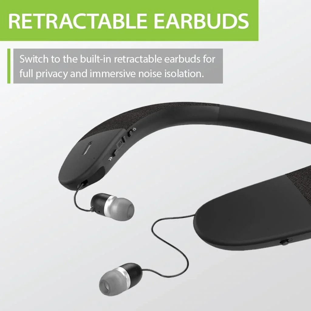 اسپیکر گردنی بی سیم پوشیدنی Avantree Torus، بلوتوث 5.0، aptX HD، تأخیر کم، اسپیکرهای گردنی شخصی با هدفون های جمع شونده، کیفیت صدای عالی، استریو فراگیر سه بعدی برای تلویزیون موسیقی (NB05)