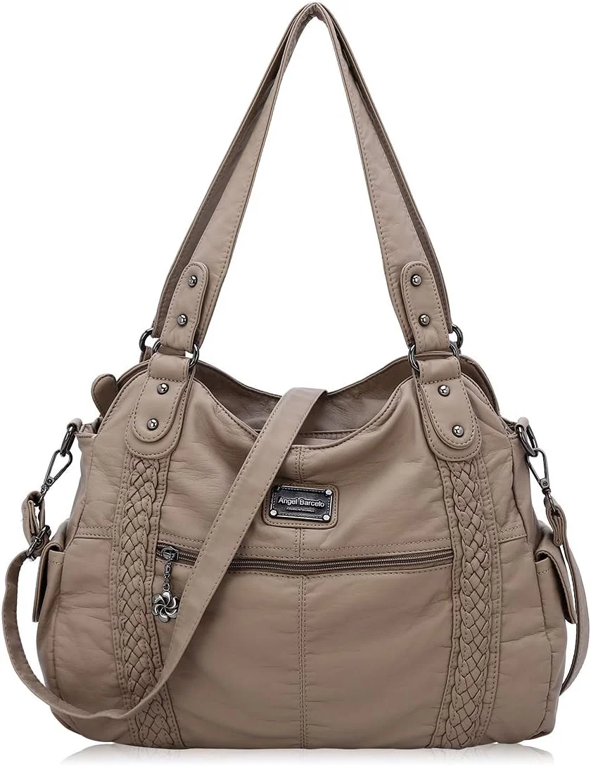کیف دستی زنانه آنجل بارسلو مدل Hobo، کیف جادار دوشی چرم مصنوعی