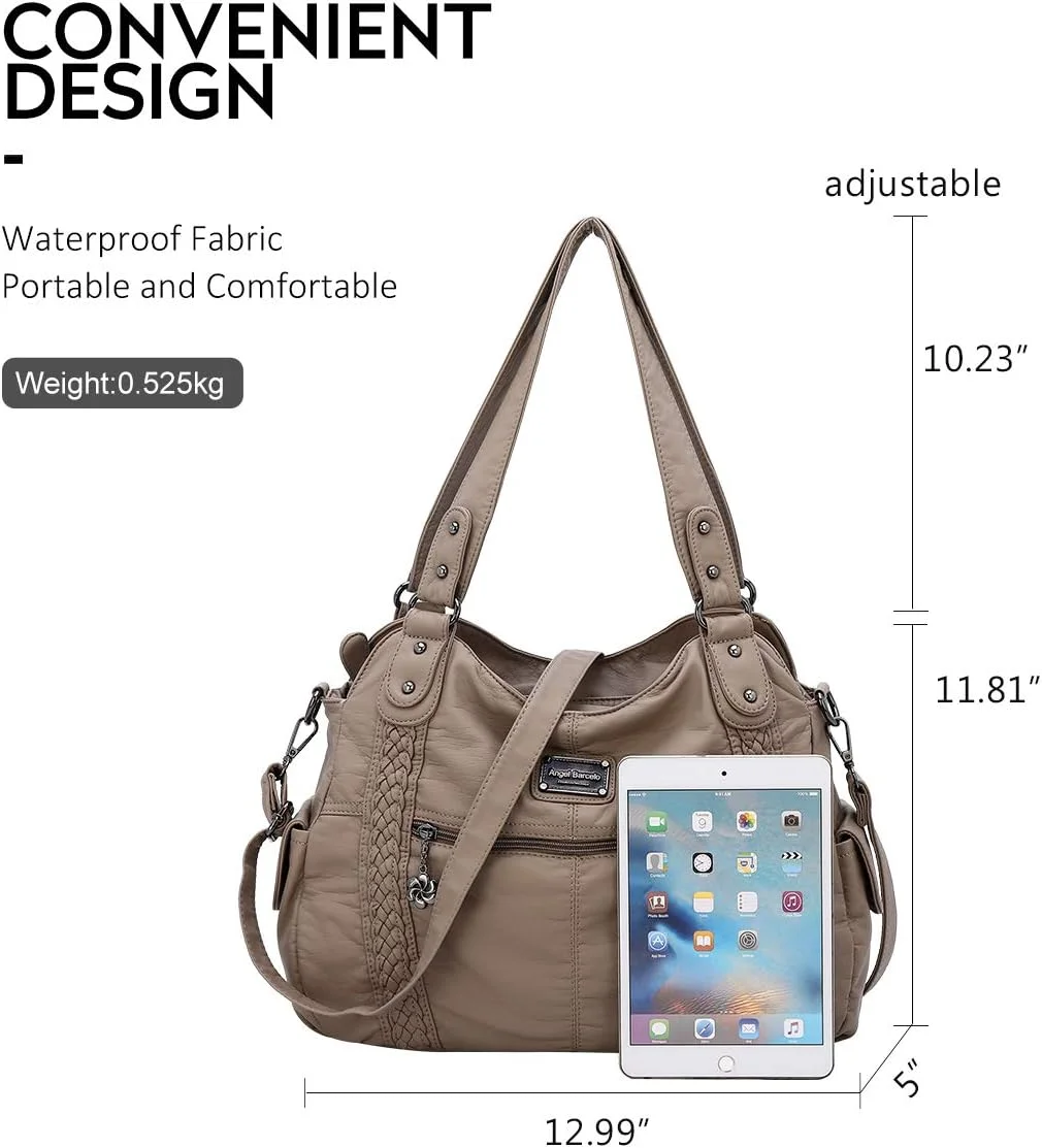 کیف دستی زنانه آنجل بارسلو مدل Hobo، کیف جادار دوشی چرم مصنوعی