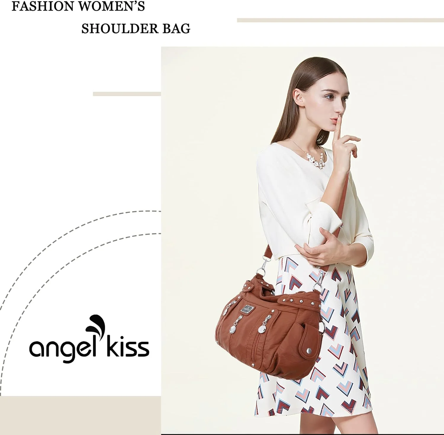 کیف دستی و کیف بزرگ زنانه Angelkiss چرم مصنوعی شسته شده کیف دوشی مدل Hobo کیف دستی کیف دستی