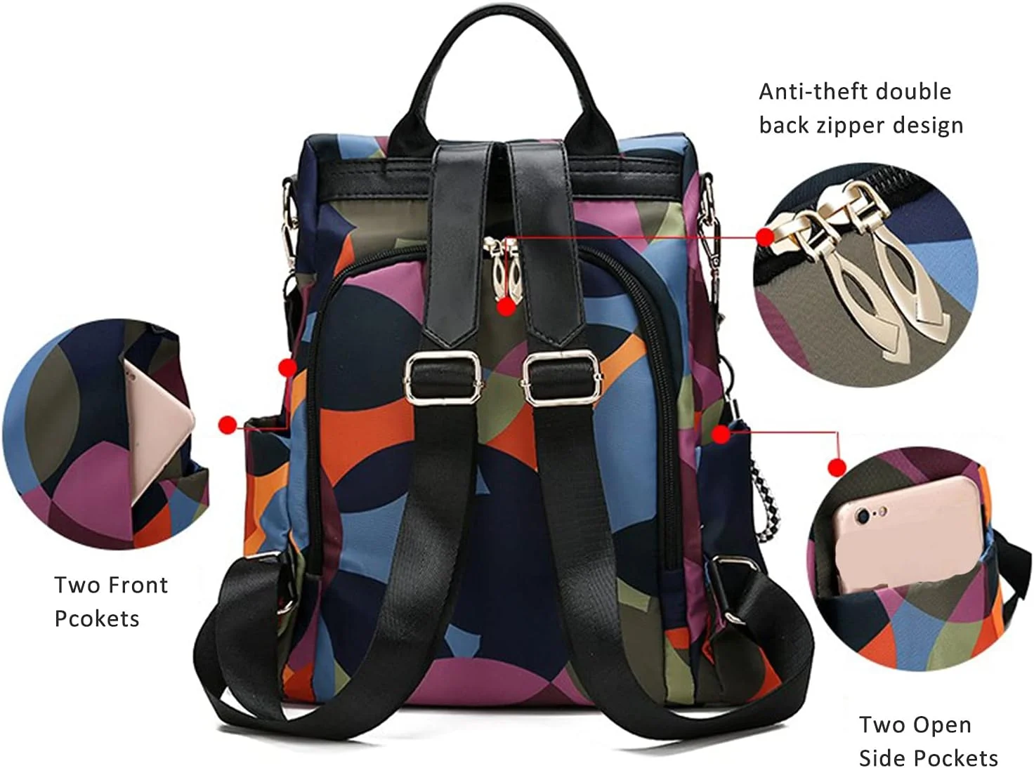 کوله پشتی ضد سرقت نایلونی Freie Liebe، کیف دستی زنانه، کوله پشتی مسافرتی، کیف های سبک وزن