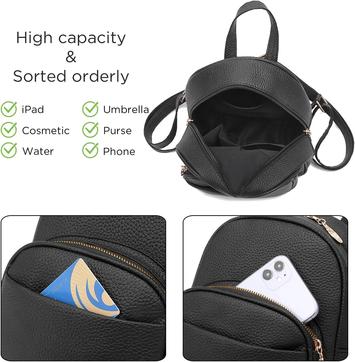 کیف کوله پشتی کوچک بارسین با جیب های زیپ دار متعدد