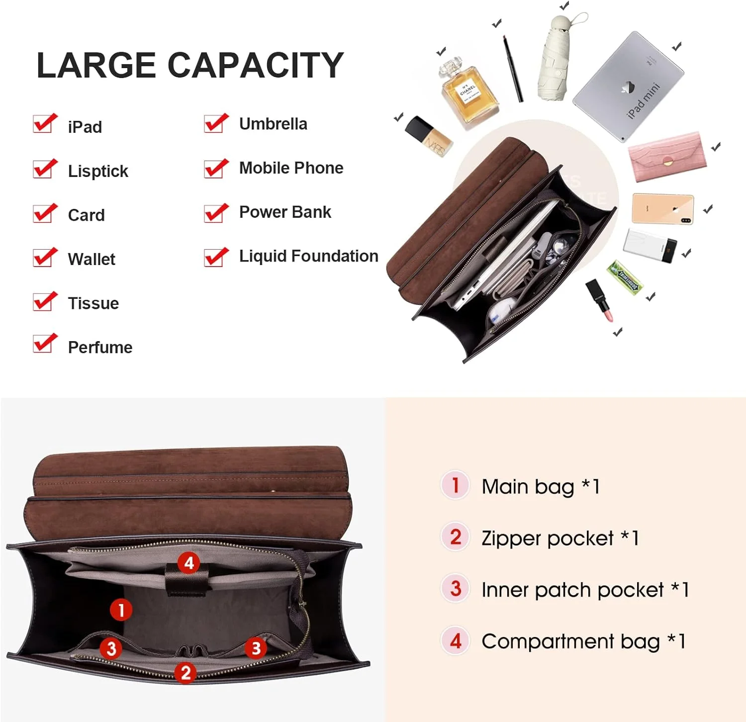 کیف کوله پشتی چرمی زنانه Cnoles، کیف مد روز زنانه، کیف قدیمی، کوله پشتی مسافرتی غیر رسمی مدرسه و دانشگاه