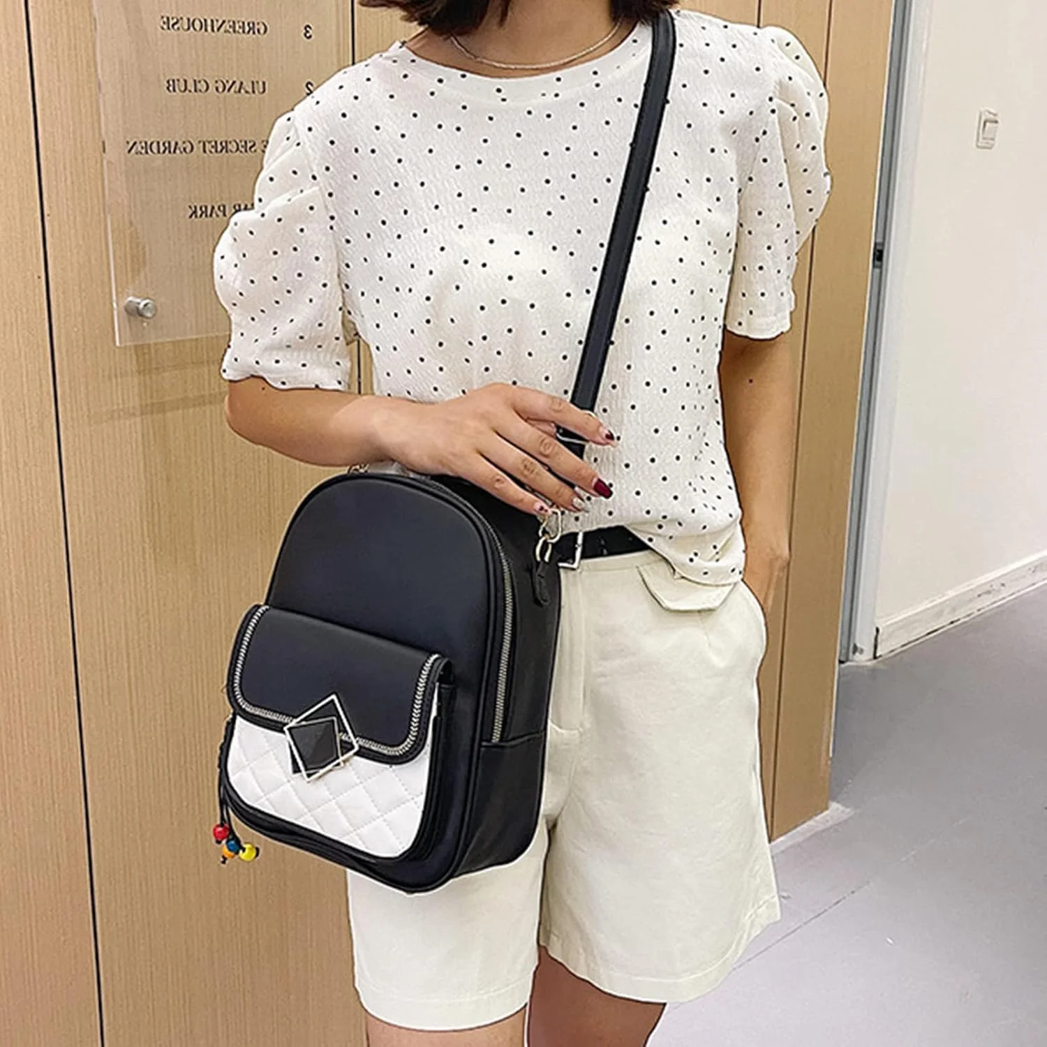 کوله پشتی زنانه، کیف دستی کوچک کوله پشتی چرمی PU، کیف های شانه ای، کیف مدرسه ای غیر رسمی برای دختران نوجوان، کار، مدرسه، مسافرت (طرح گل های زیبا)