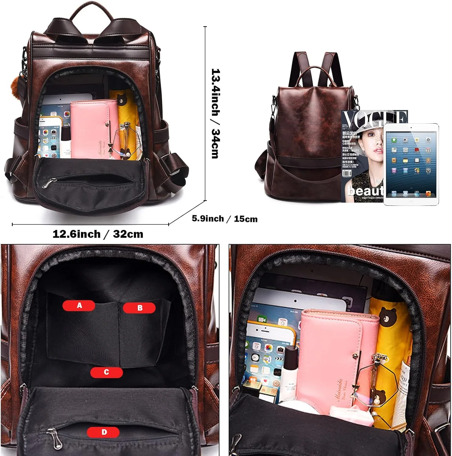 کیف دستی کوله پشتی زنانه ضد آب کیف شانه ای کیف مسافرتی غیر رسمی برای زنان