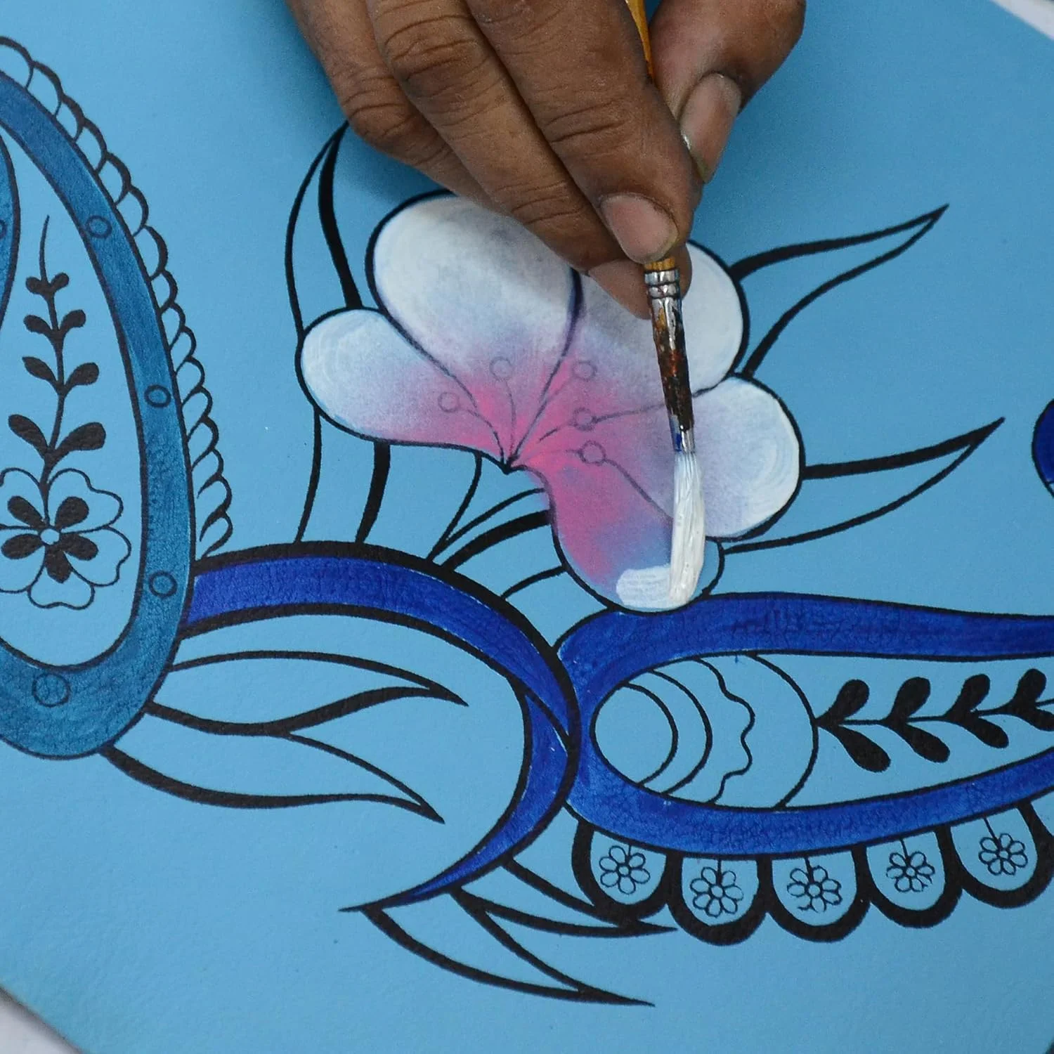 کیف دستی چرمی چند محفظه ای زنانه آنا با نقاشی دستی اثر هنری اصلی، سایز واحد