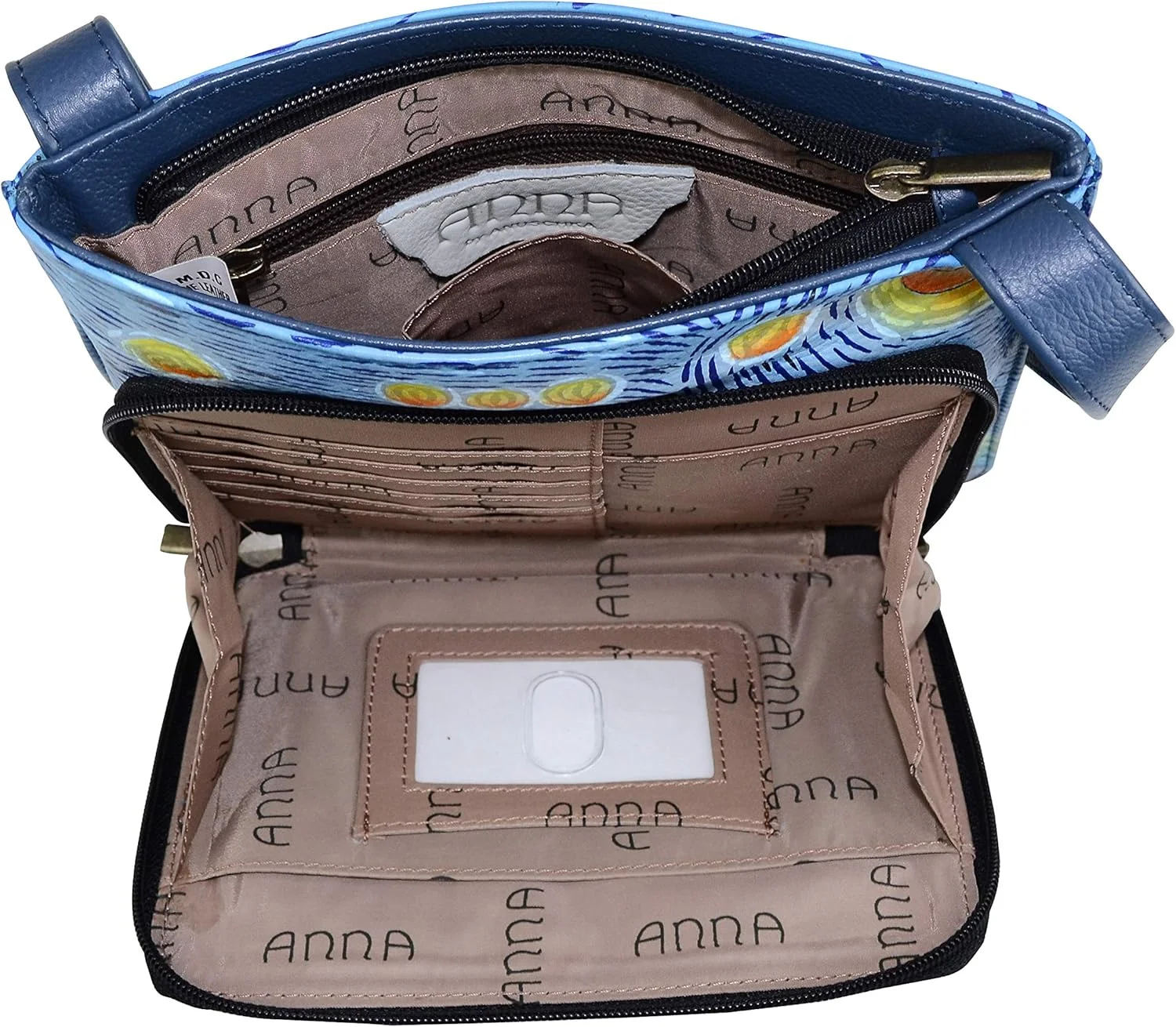 کیف دوشی باریک چرمی زنانه آنا بای آنوشکا با طرح دستی - سازمان دهنده