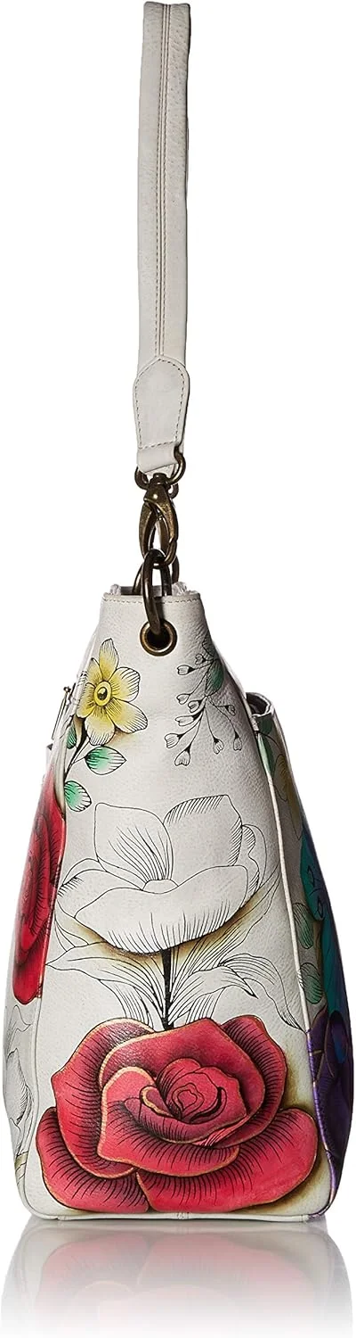 کیف دستی هوبو بزرگ چرمی اصل زنانه آنا بای آنوشکا | اثر هنری اورجینال نقاشی شده با دست | سازمان دهنده زیپ دار