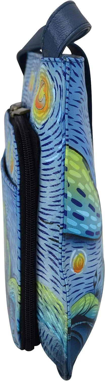 کیف دوشی باریک چرمی زنانه آنا بای آنوشکا با طرح دستی - سازمان دهنده