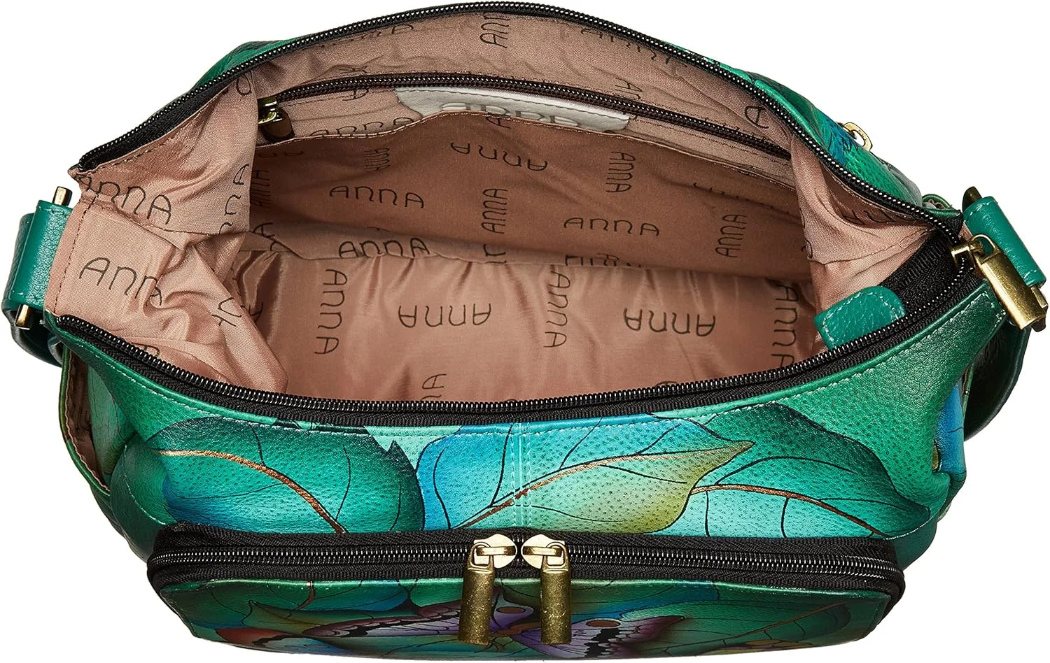 کیف دستی زنانه آنا بای آنوشکا، مدل هوبو با طرح نقاشی دستی روی چرم