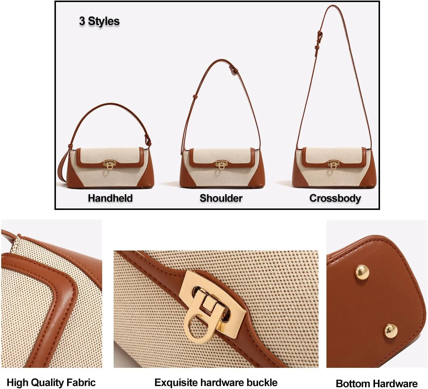 کیف دوشی چرمی PU کوچک یکپارچهسازی با سیستمعامل Azonee برای زنان، کیف دستی زیر بغل Hobo با بست سگکی، بند قابل تنظیم، کلاچ شیک و کاربردی (قهوه ای روشن)