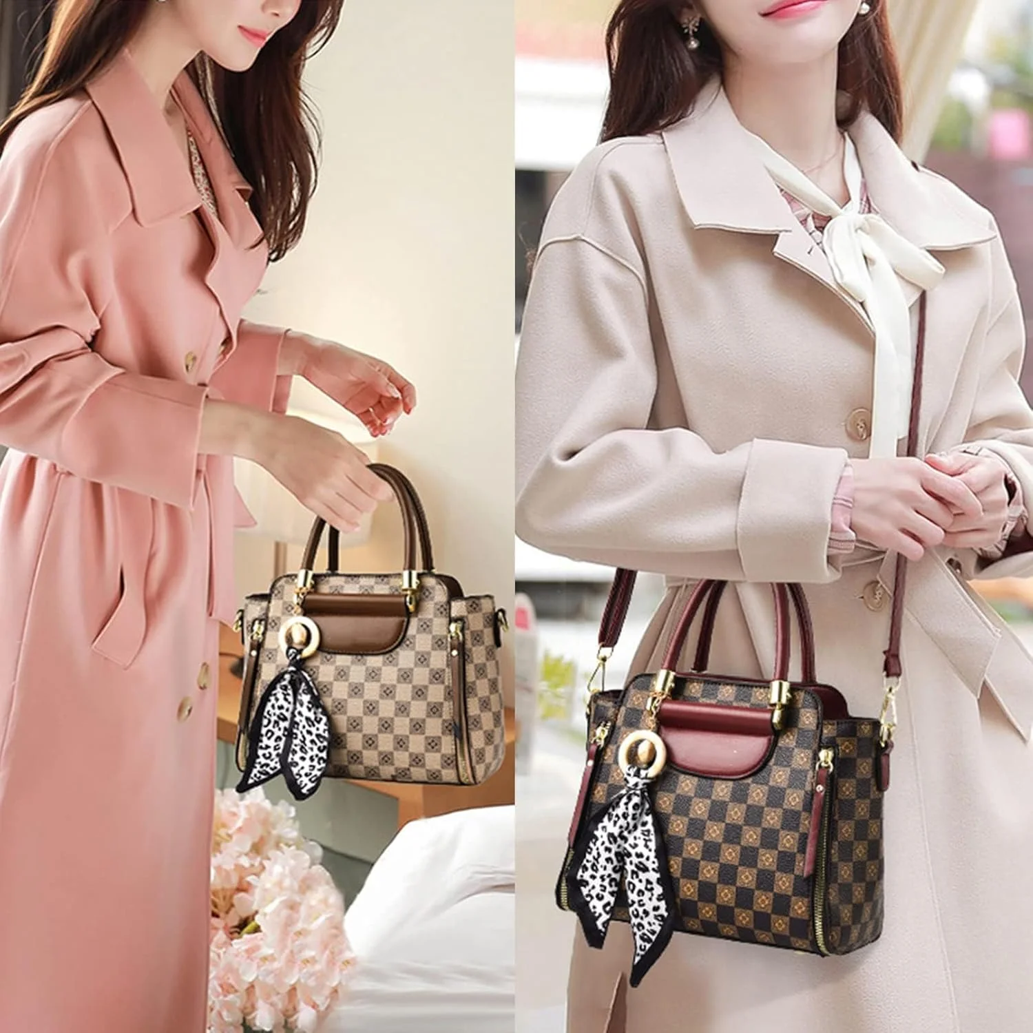 کیف دستی زنانه Azonee، کیف بزرگ دستی، کیف دوشی، کیف یک‌طرفه با دسته یکپارچه، مناسب رفت‌وآمد، جادار، مشکی (26x13x21 سانتی‌متر)