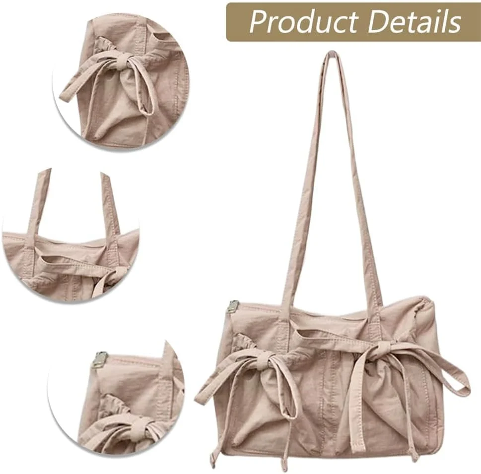 کیف دوشی استتیک آزونه، کیف دستی نایلونی به سبک ژاپنی با پاپیون های زیبا، کیف هوبو شیک و ظریف برای زنان کیف دوشی استتیک آزونه، کیف دستی نایلونی به سبک ژاپنی با پاپیون های زیبا، کیف هوبو شیک و ظریف برای زنان