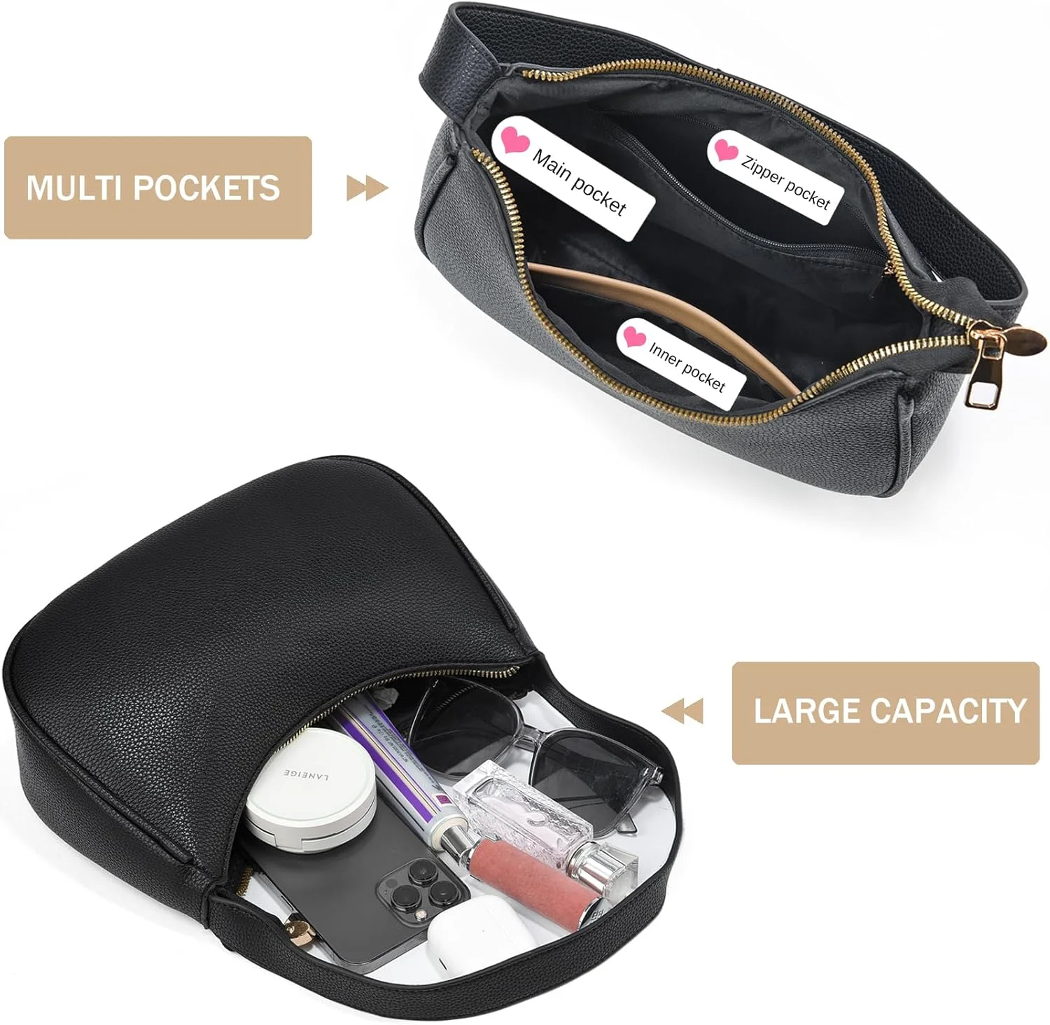 کیف دوشی هلالی کوچک زنانه بایکلی مدل Bai107 - کیف دستی شیک و کلاسیک زیر بغل